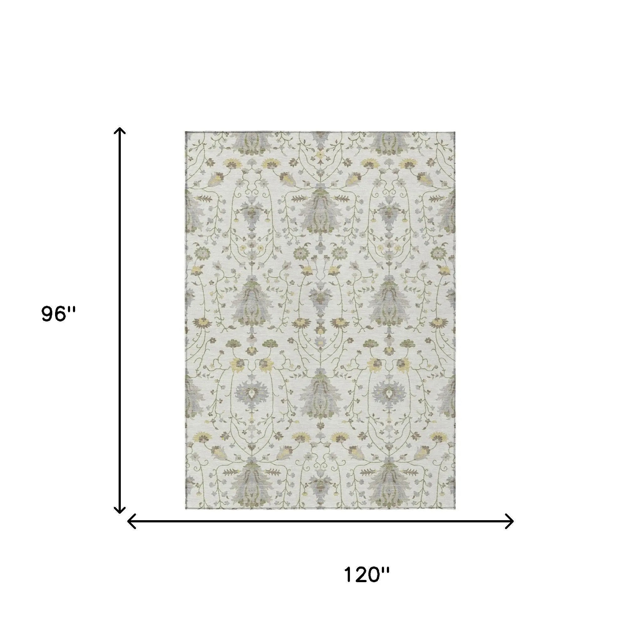 8' X 10' Ivory And Silver Oriental Washable Indoor Outdoor Area Rug Homeroots Outdoor