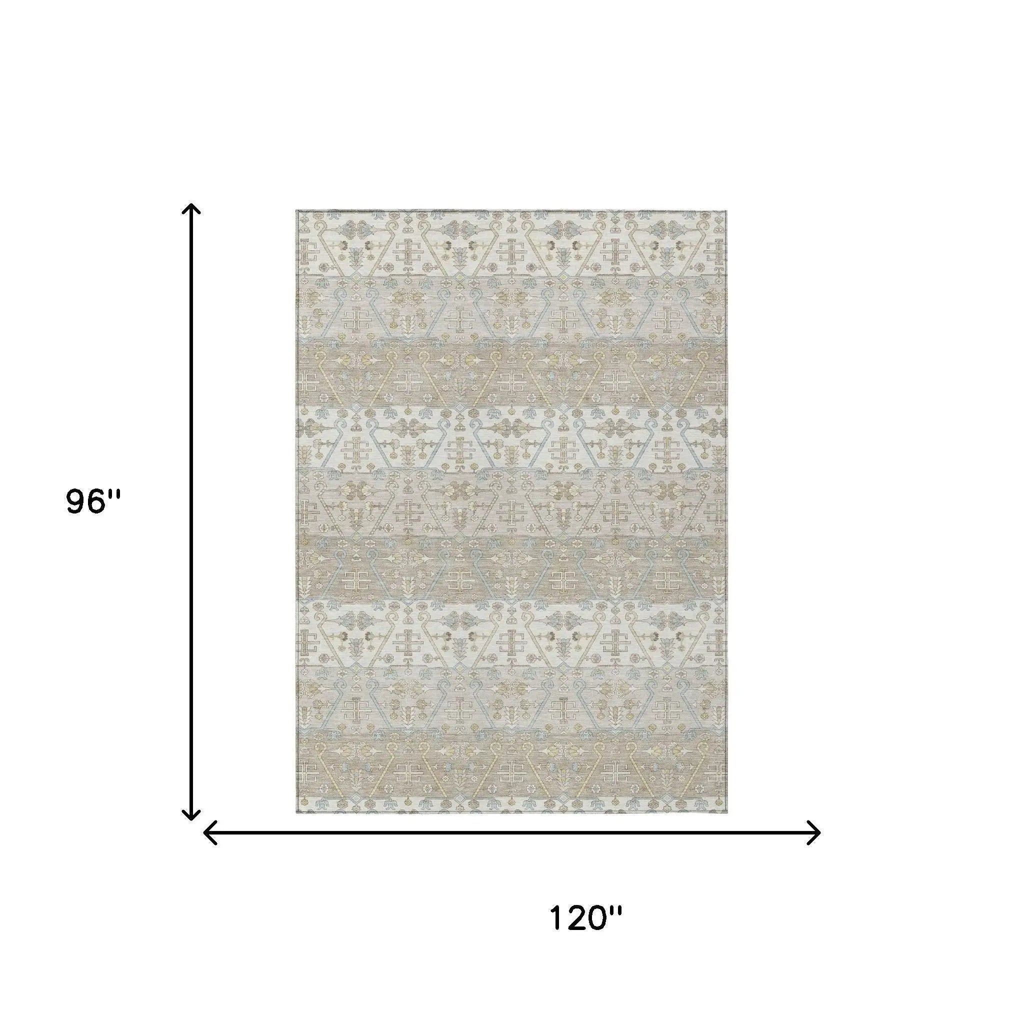 8' X 10' Ivory And Silver Oriental Washable Indoor Outdoor Area Rug Homeroots Outdoor