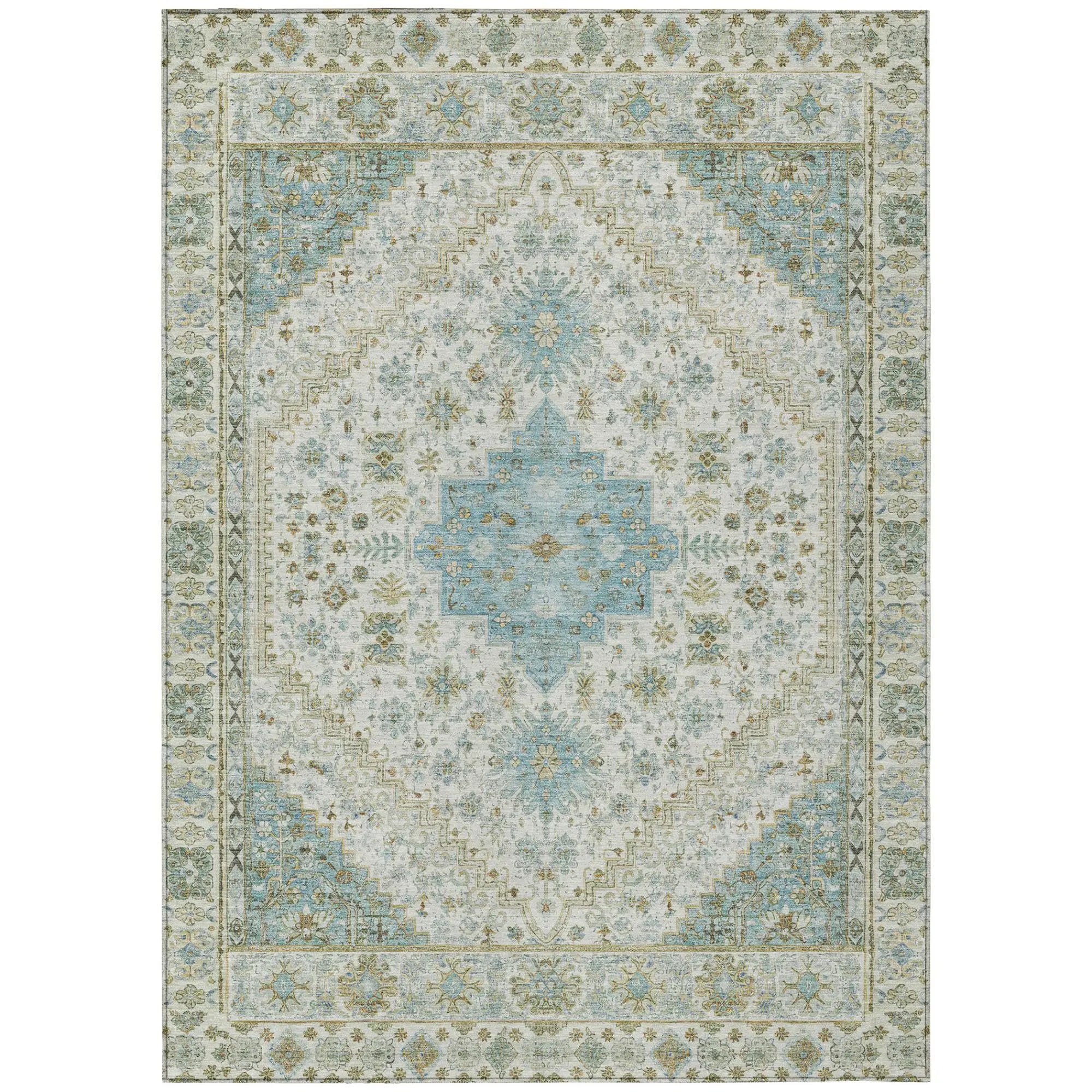 8' X 10' Ivory And Silver Oriental Washable Indoor Outdoor Area Rug Homeroots Outdoor