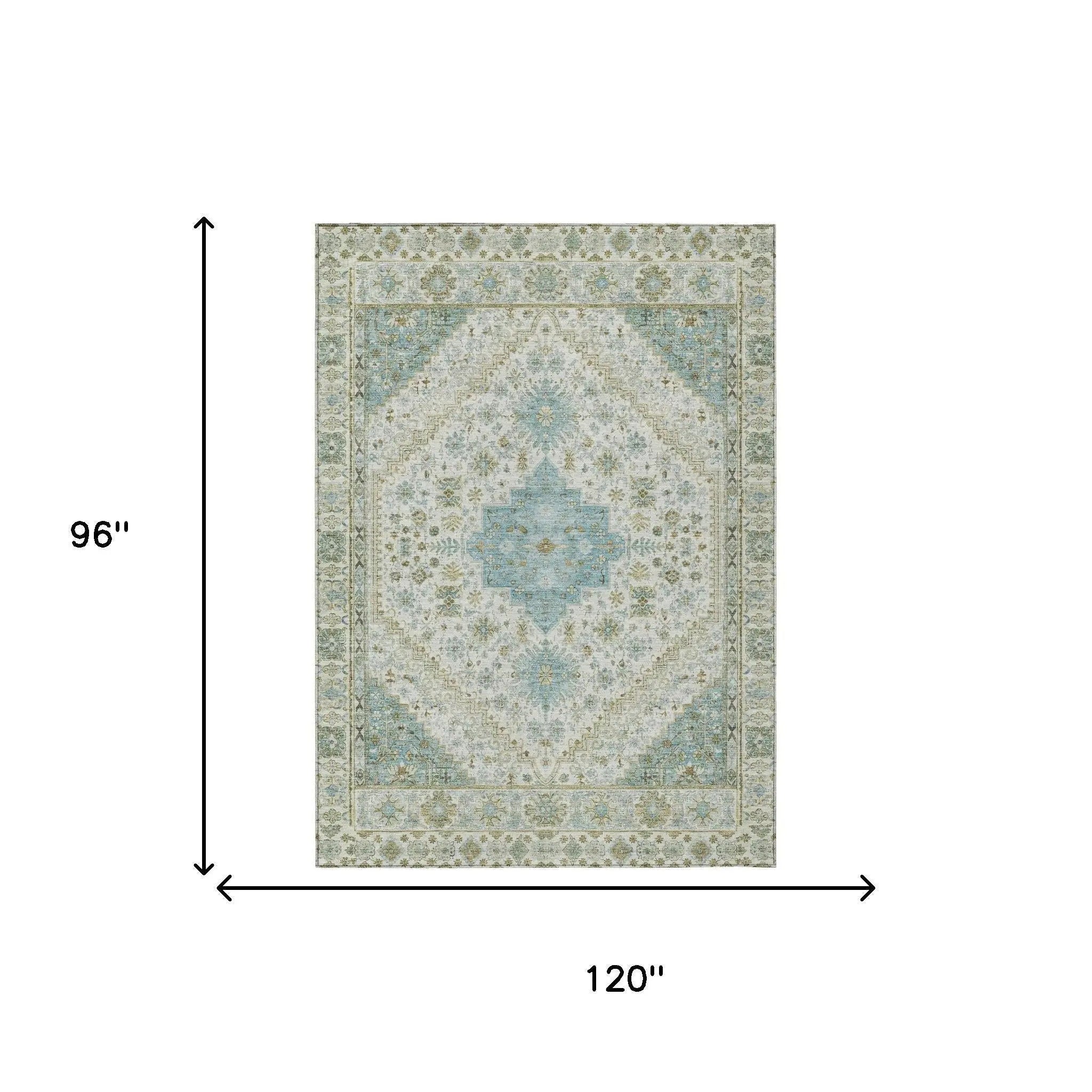8' X 10' Ivory And Silver Oriental Washable Indoor Outdoor Area Rug Homeroots Outdoor