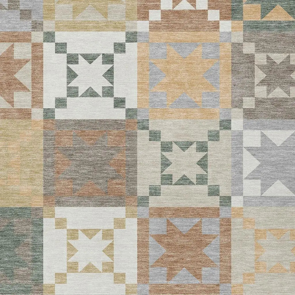 8' X 10' Ivory And Silver Patchwork Washable Indoor Outdoor Area Rug Homeroots Outdoor