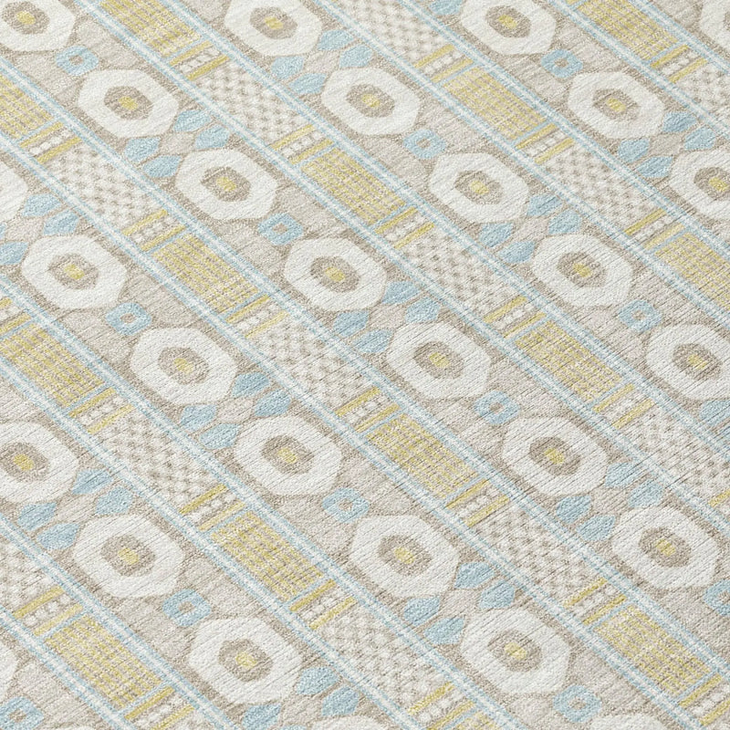 8' X 10' Ivory And Silver Striped Washable Indoor Outdoor Area Rug Homeroots Outdoor