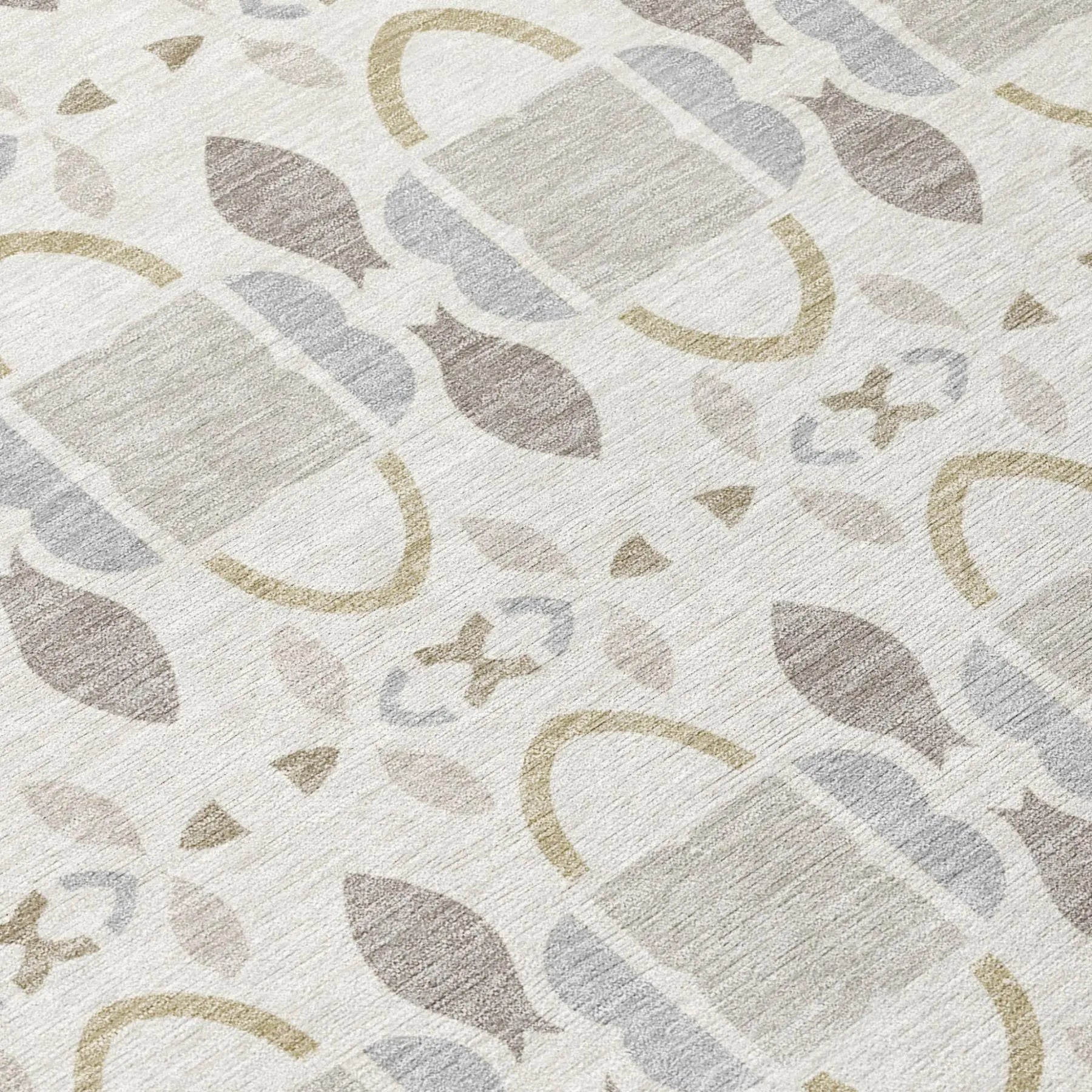 8' X 10' Ivory And Silver Striped Washable Indoor Outdoor Area Rug Homeroots Outdoor