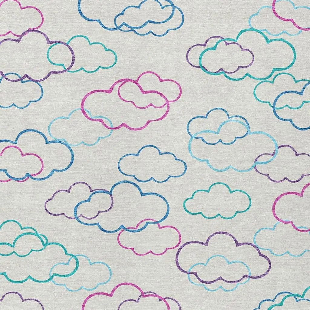 8' X 10' Ivory And Sky Blue Abstract Washable Indoor Outdoor Area Rug Homeroots Outdoor