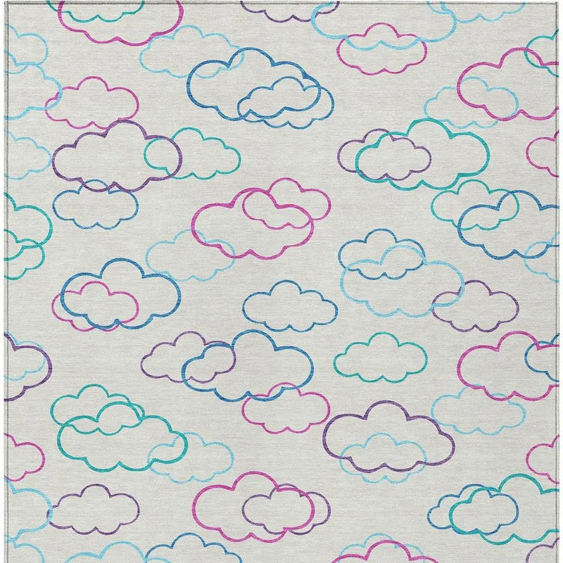 8' X 10' Ivory And Sky Blue Abstract Washable Indoor Outdoor Area Rug Homeroots Outdoor
