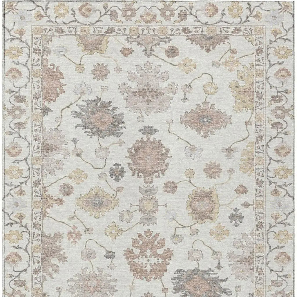 8' X 10' Ivory And Sky Blue Oriental Washable Indoor Outdoor Area Rug Homeroots Outdoor
