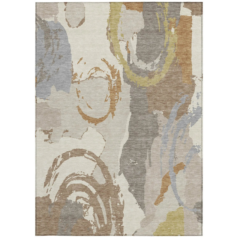 8' X 10' Ivory And Taupe Abstract Washable Indoor Outdoor Area Rug Homeroots Outdoor
