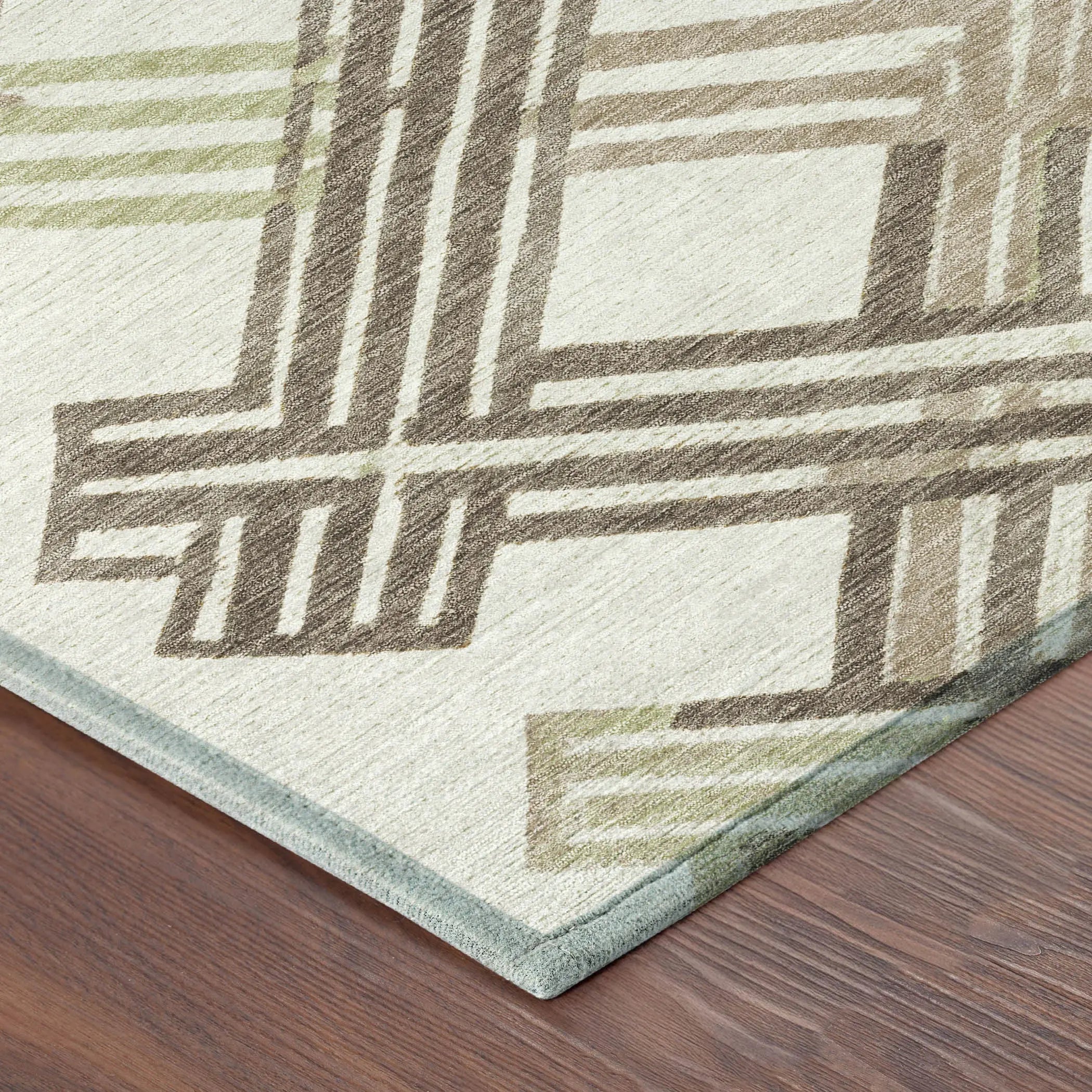 8' X 10' Ivory And Taupe Geometric Washable Indoor Outdoor Area Rug Homeroots Outdoor