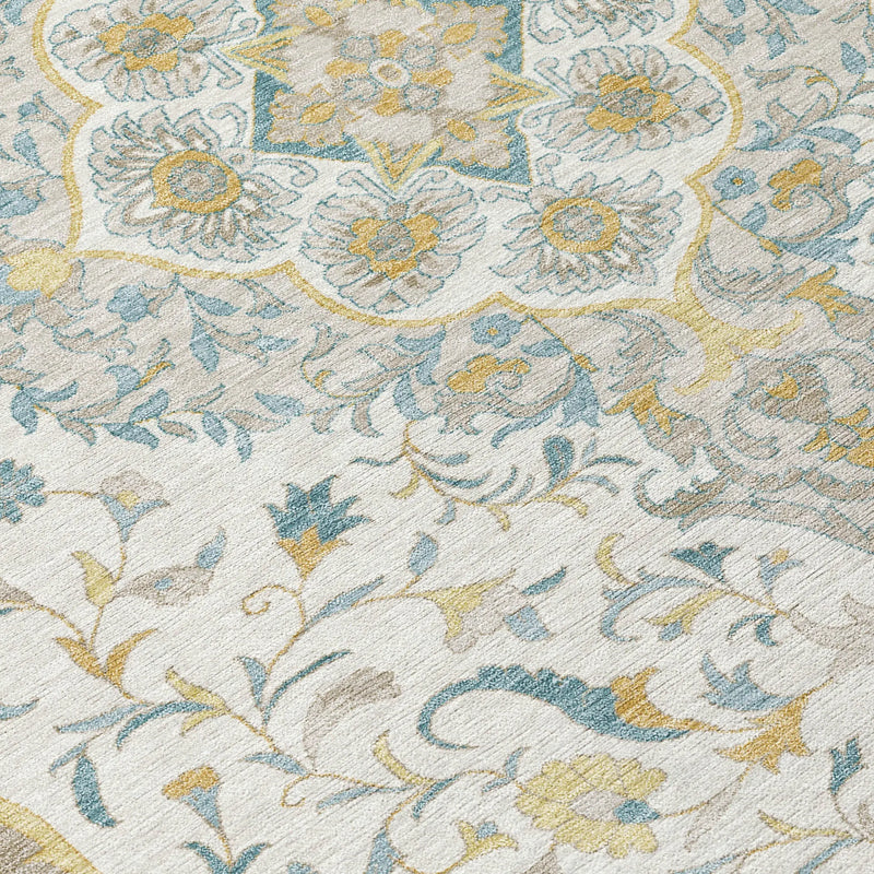 8' X 10' Ivory And Taupe Medallion Washable Indoor Outdoor Area Rug Homeroots Outdoor