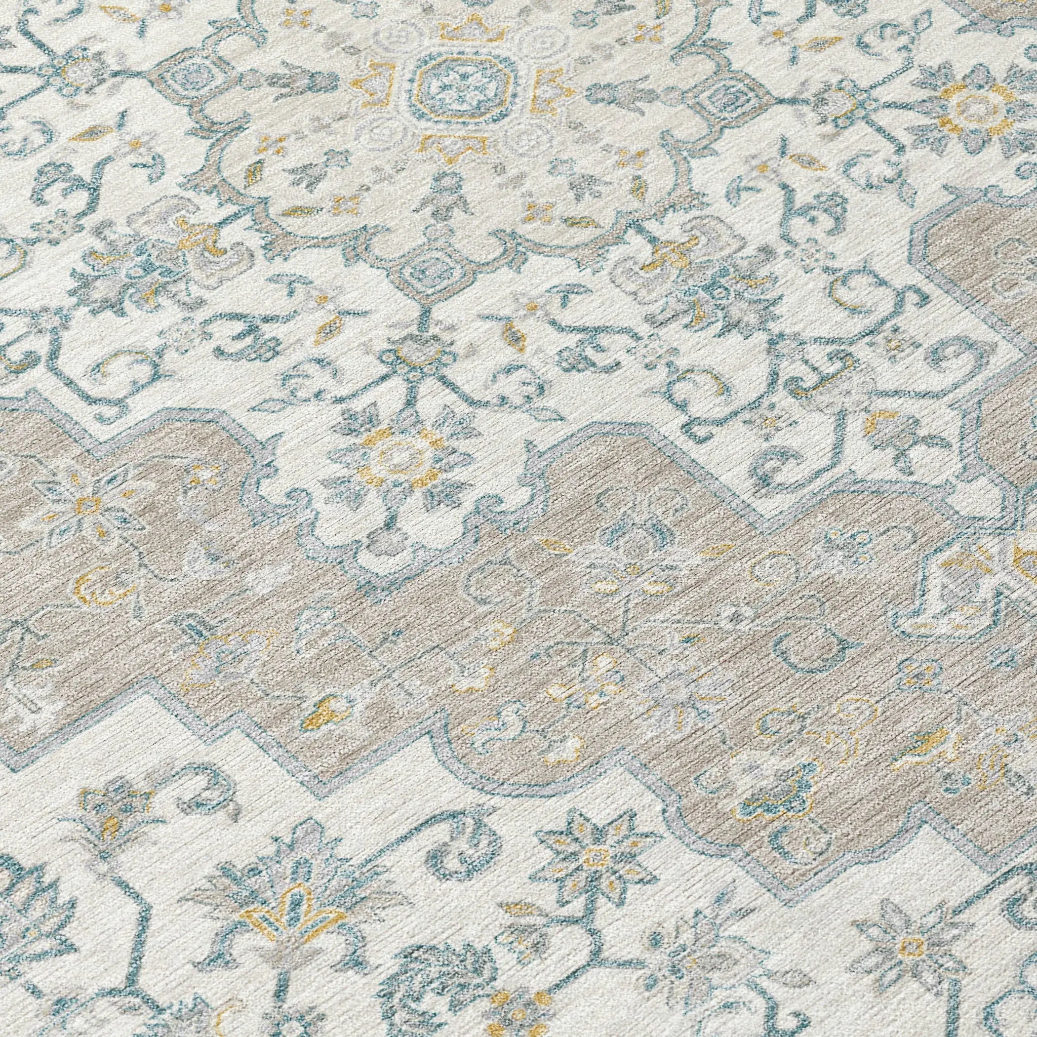 8' X 10' Ivory And Taupe Medallion Washable Indoor Outdoor Area Rug Homeroots Outdoor