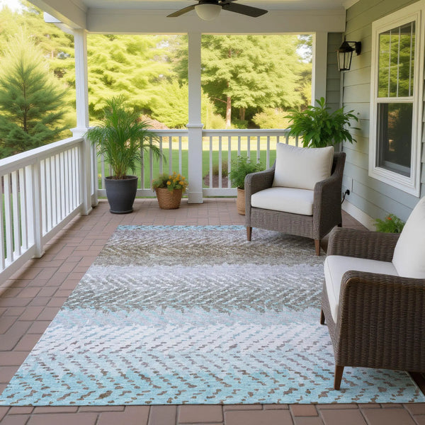 8' X 10' Ivory And Taupe Striped Washable Indoor Outdoor Area Rug Homeroots Outdoor