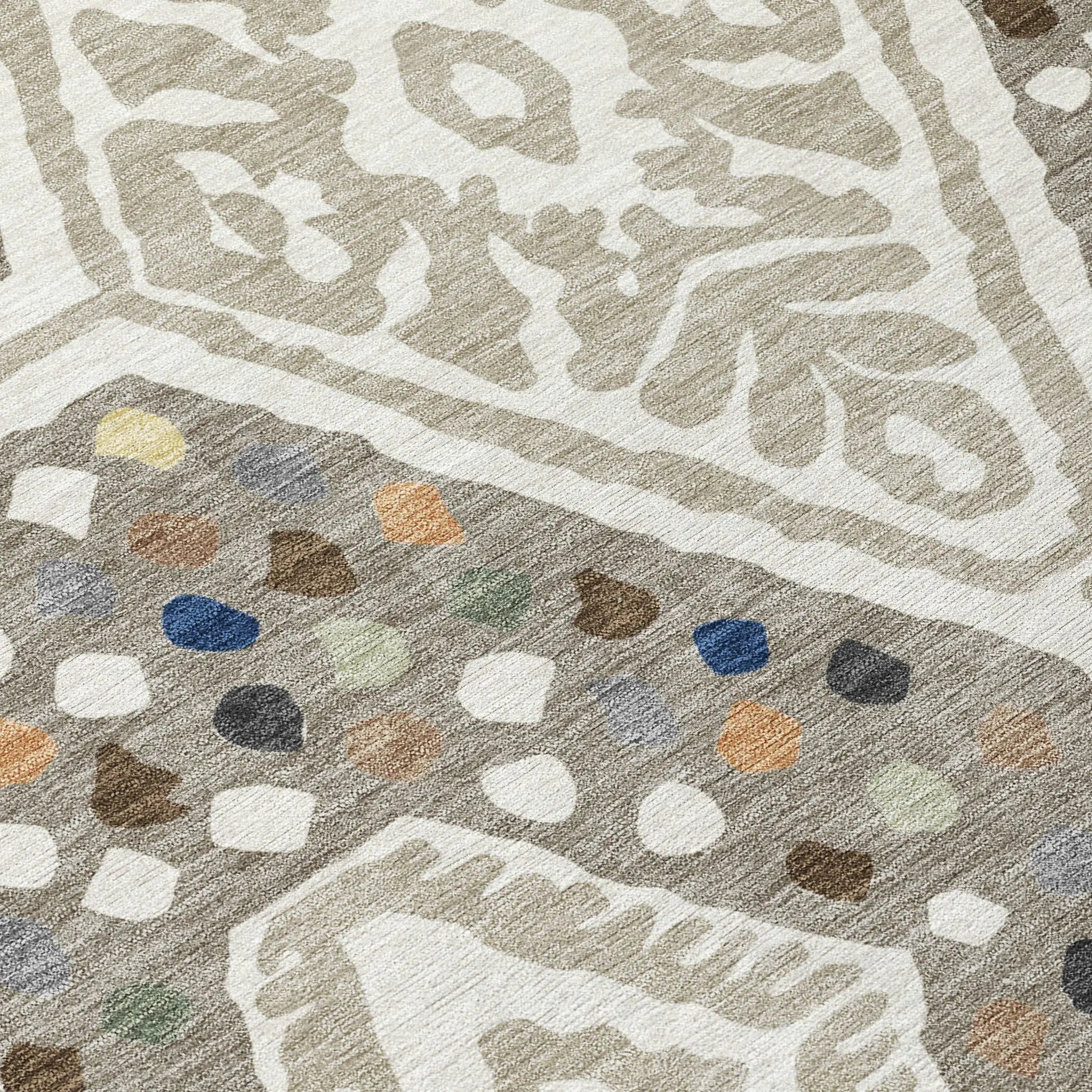8' X 10' Ivory And Taupe Tribal Washable Indoor Outdoor Area Rug Homeroots Outdoor