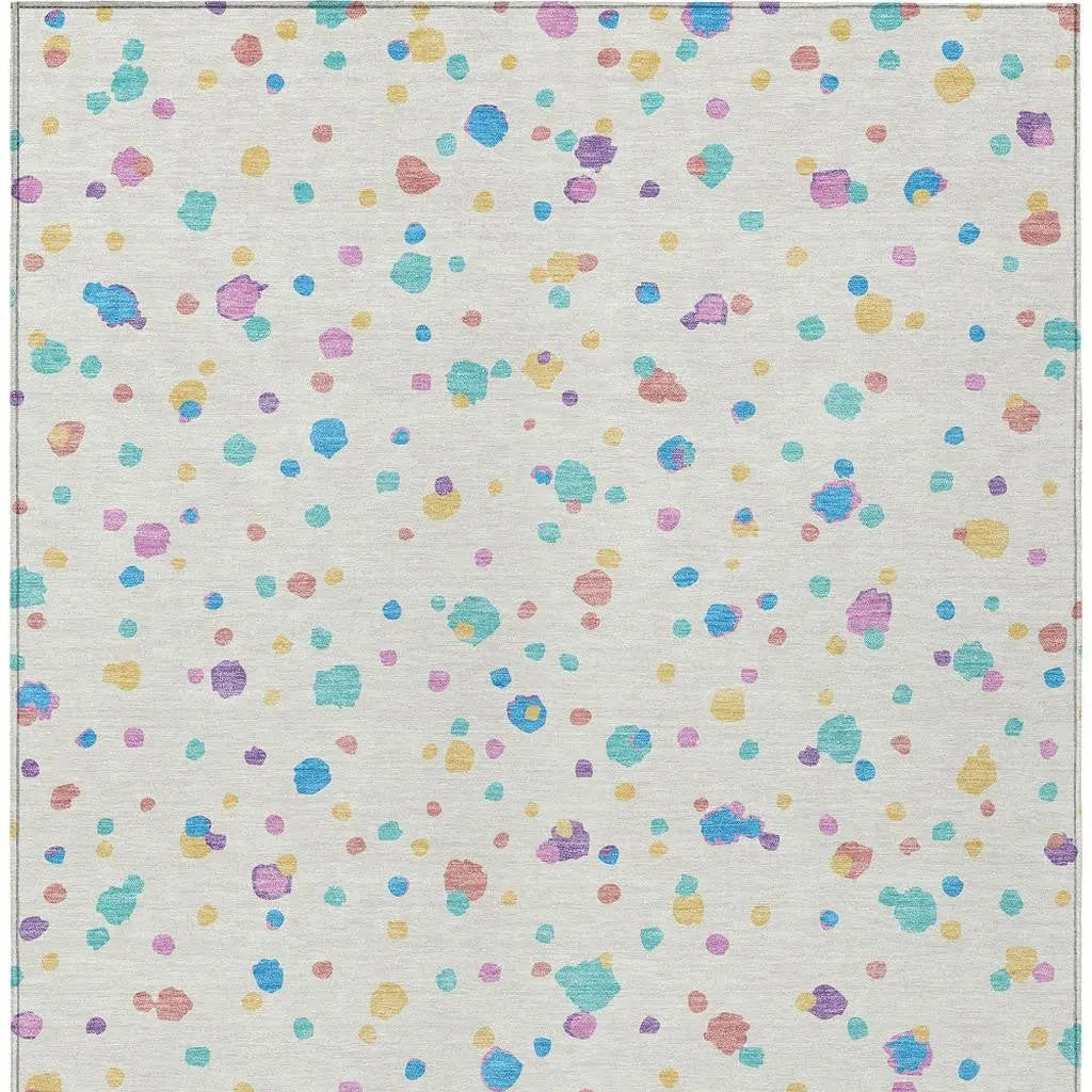 8' X 10' Ivory And Teal Blue Geometric Washable Indoor Outdoor Area Rug Homeroots Outdoor