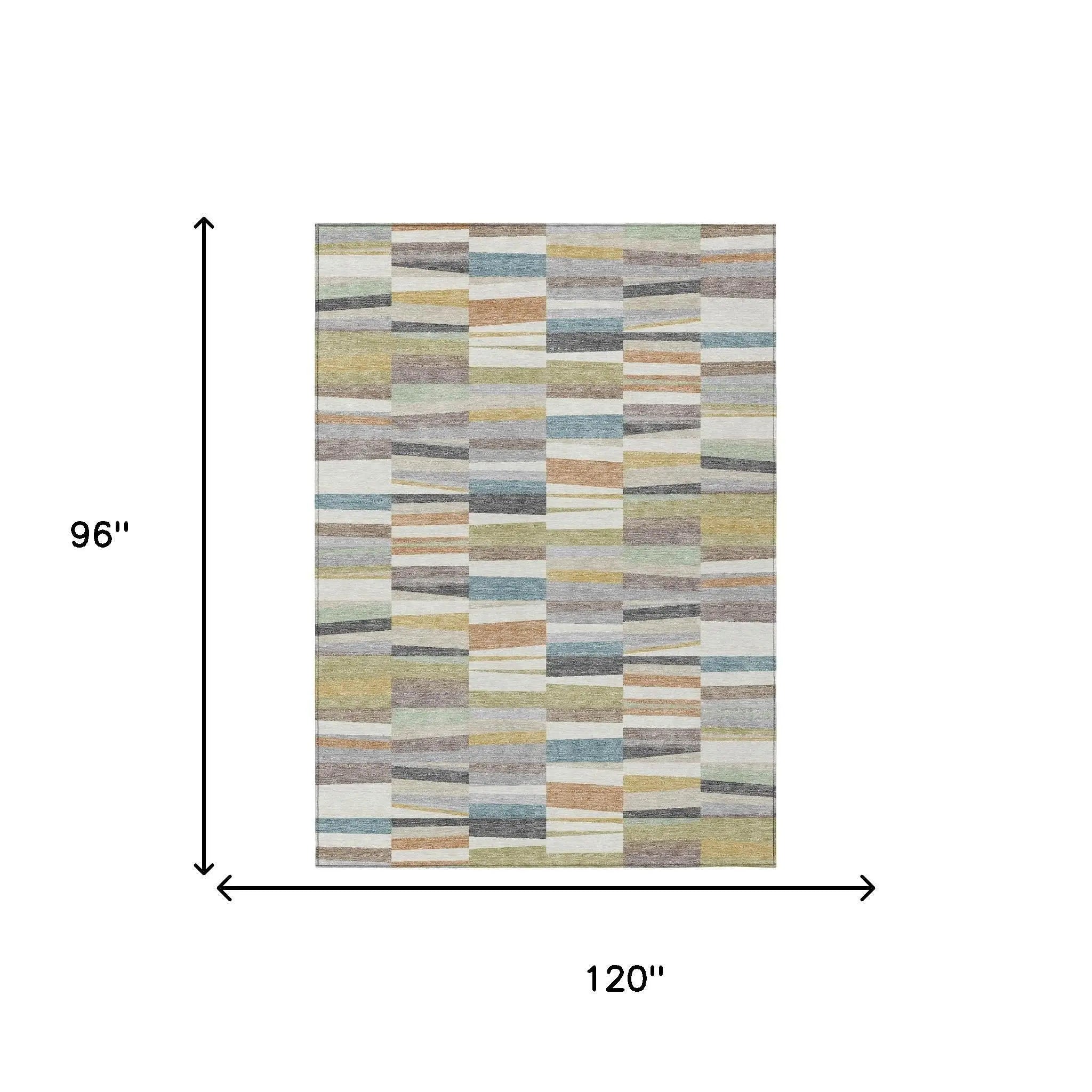 8' X 10' Ivory And Teal Blue Striped Washable Indoor Outdoor Area Rug Homeroots Outdoor