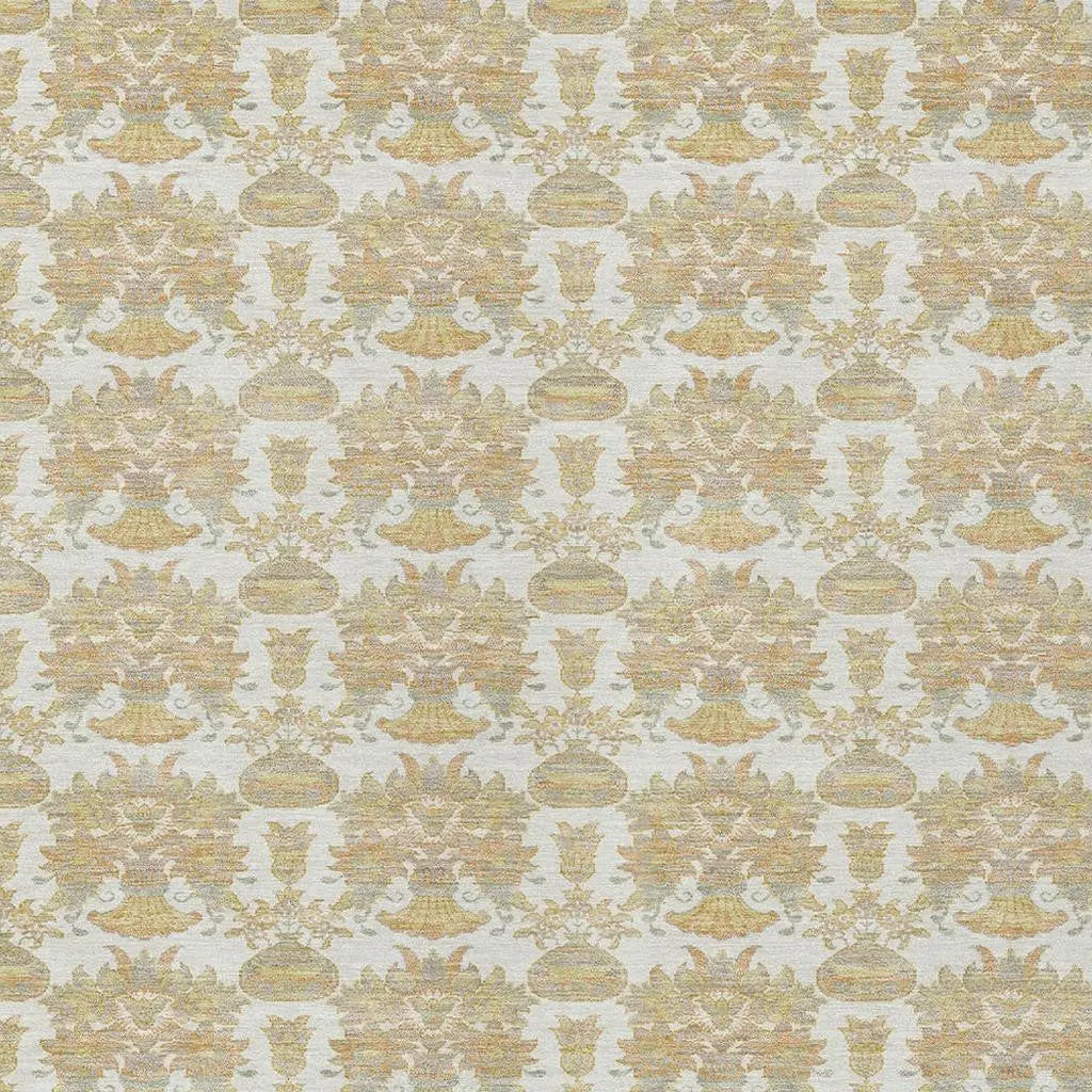 8' X 10' Ivory And Wheat Floral Washable Indoor Outdoor Area Rug Homeroots Outdoor