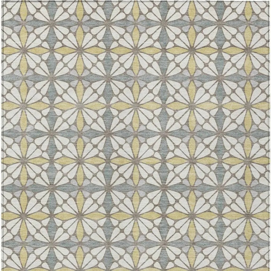8' X 10' Ivory And Wheat Geometric Washable Indoor Outdoor Area Rug Homeroots Outdoor