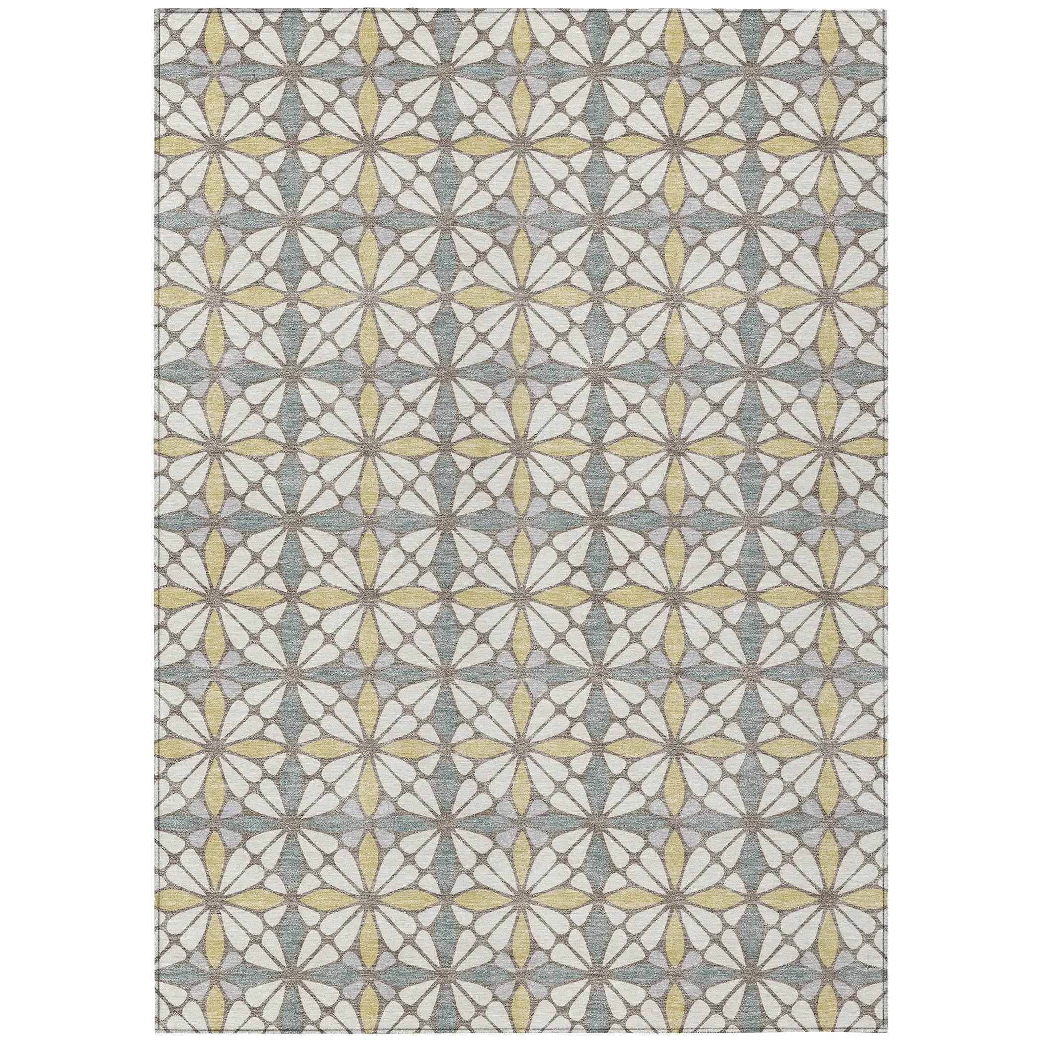 8' X 10' Ivory And Wheat Geometric Washable Indoor Outdoor Area Rug Homeroots Outdoor