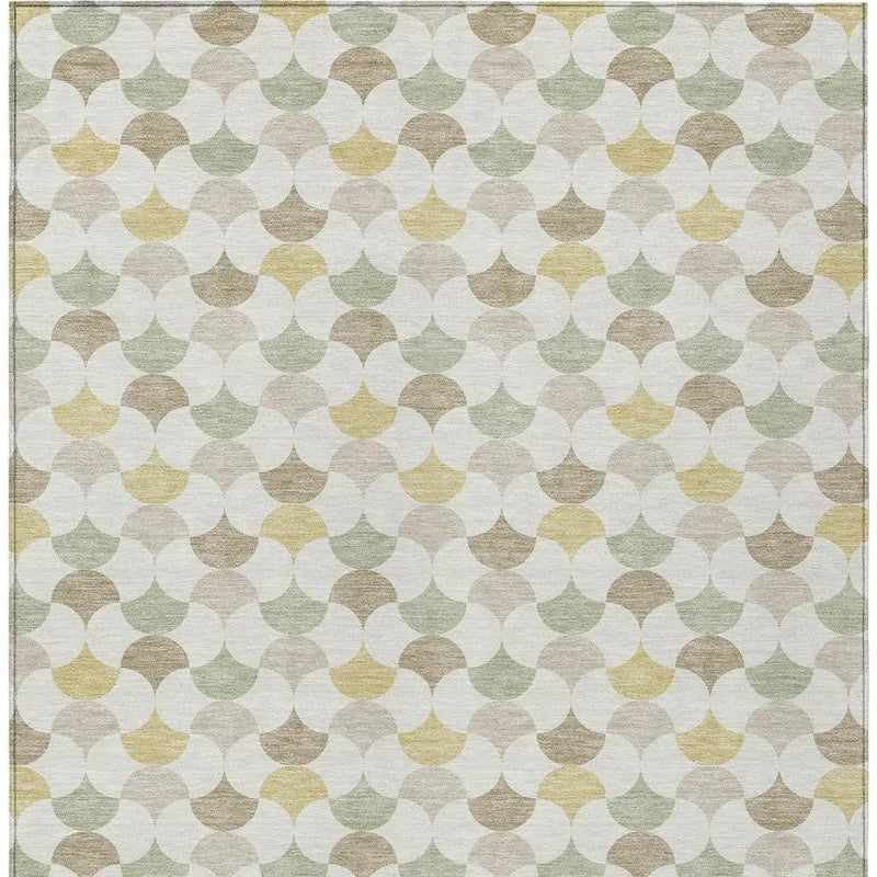 8' X 10' Ivory And Wheat Geometric Washable Indoor Outdoor Area Rug Homeroots Outdoor