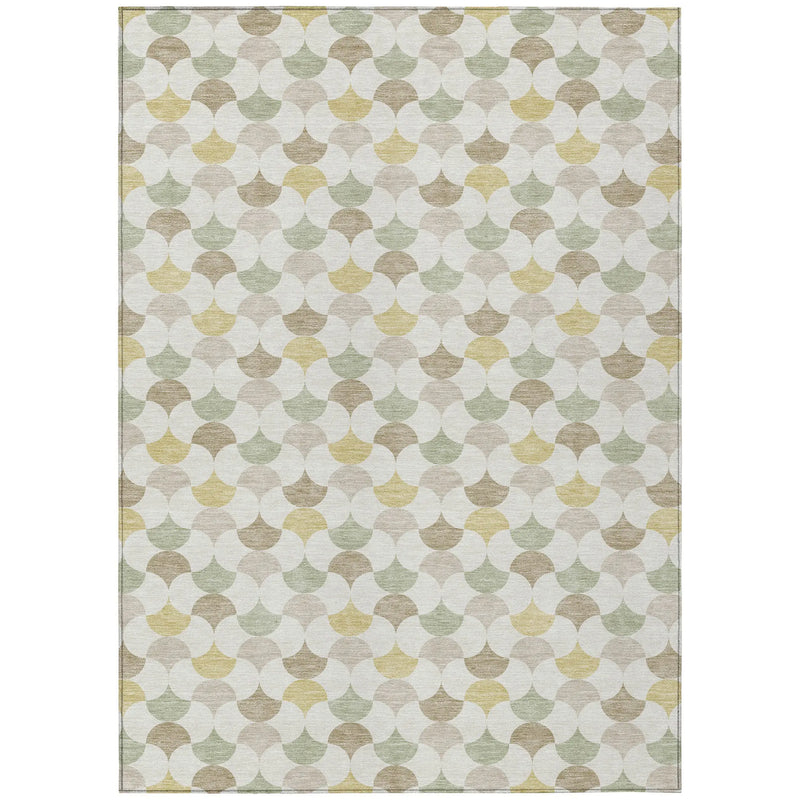 8' X 10' Ivory And Wheat Geometric Washable Indoor Outdoor Area Rug Homeroots Outdoor