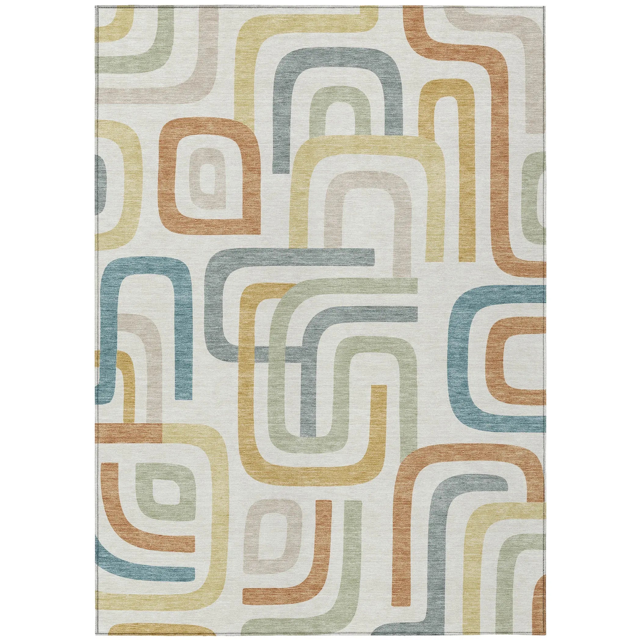 8' X 10' Ivory And Wheat Geometric Washable Indoor Outdoor Area Rug Homeroots Outdoor
