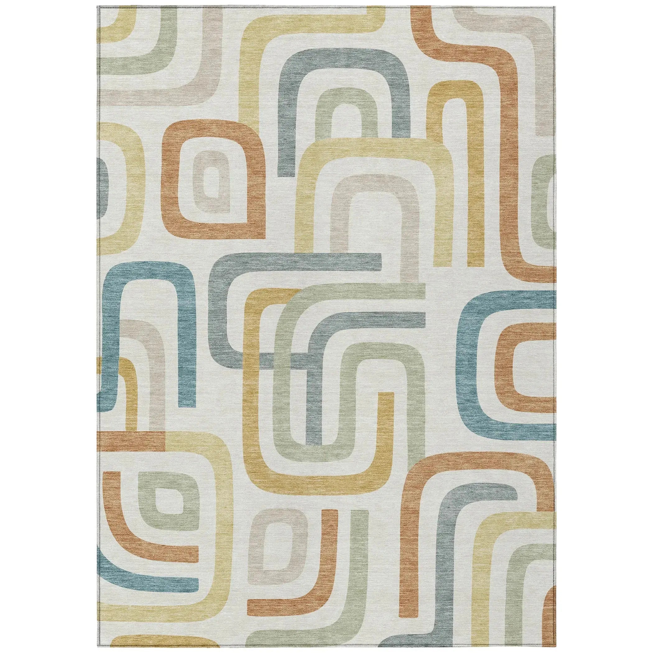 8' X 10' Ivory And Wheat Geometric Washable Indoor Outdoor Area Rug Homeroots Outdoor