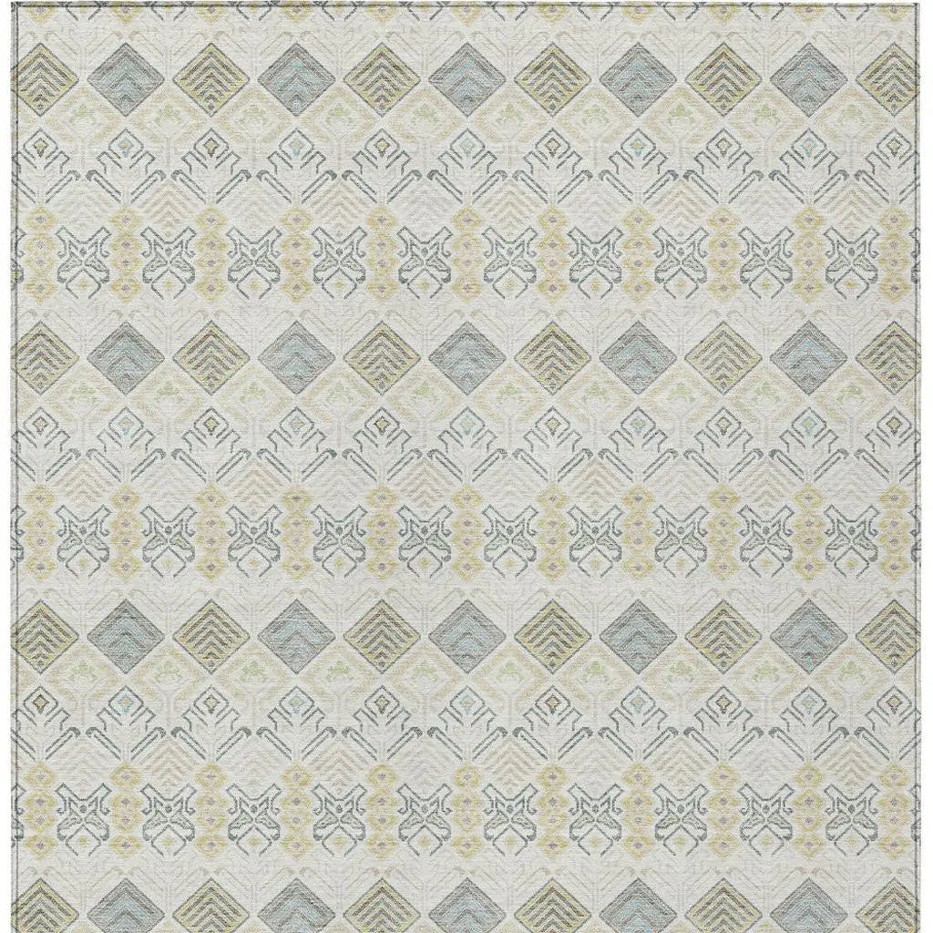 8' X 10' Ivory And Wheat Geometric Washable Indoor Outdoor Area Rug Homeroots Outdoor