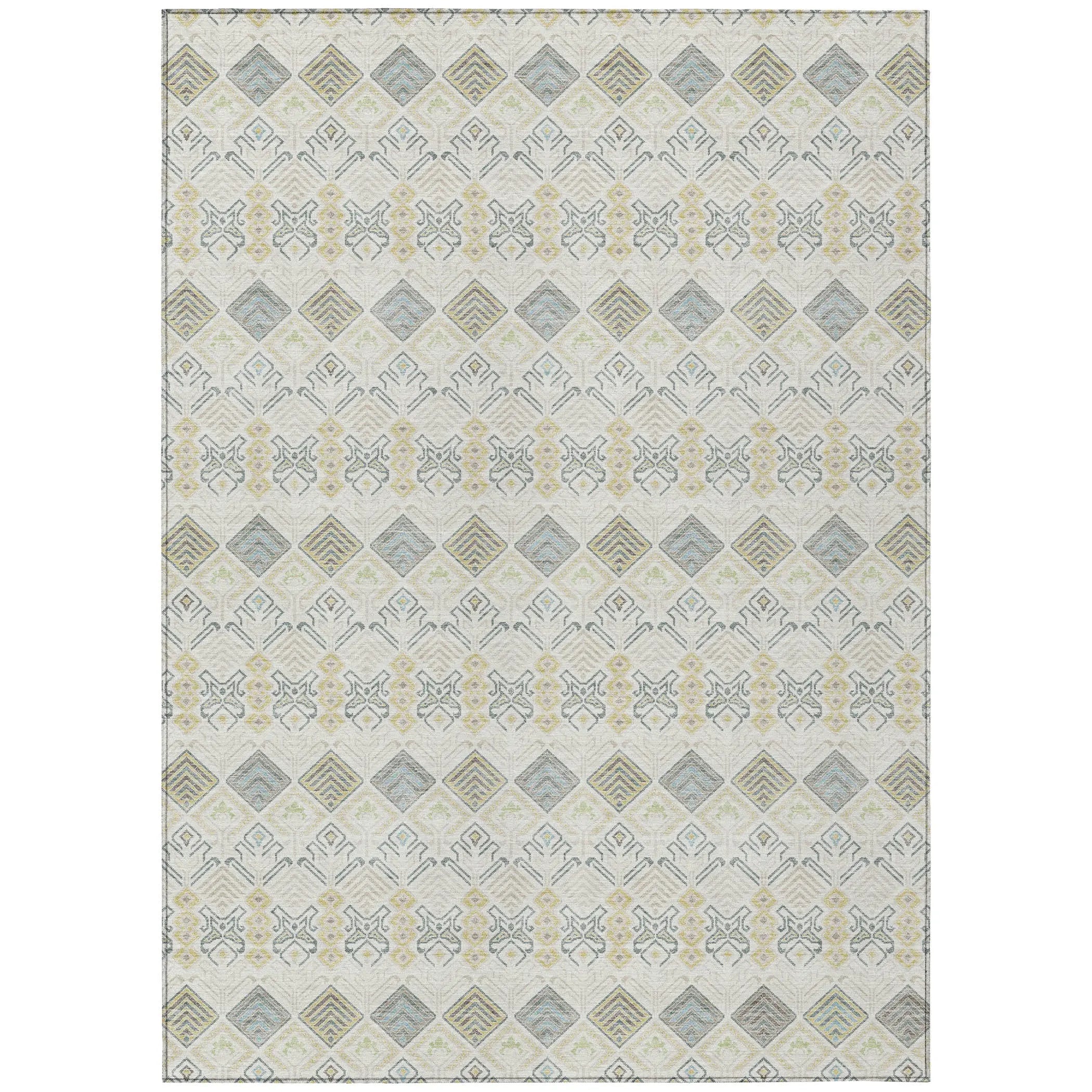 8' X 10' Ivory And Wheat Geometric Washable Indoor Outdoor Area Rug Homeroots Outdoor