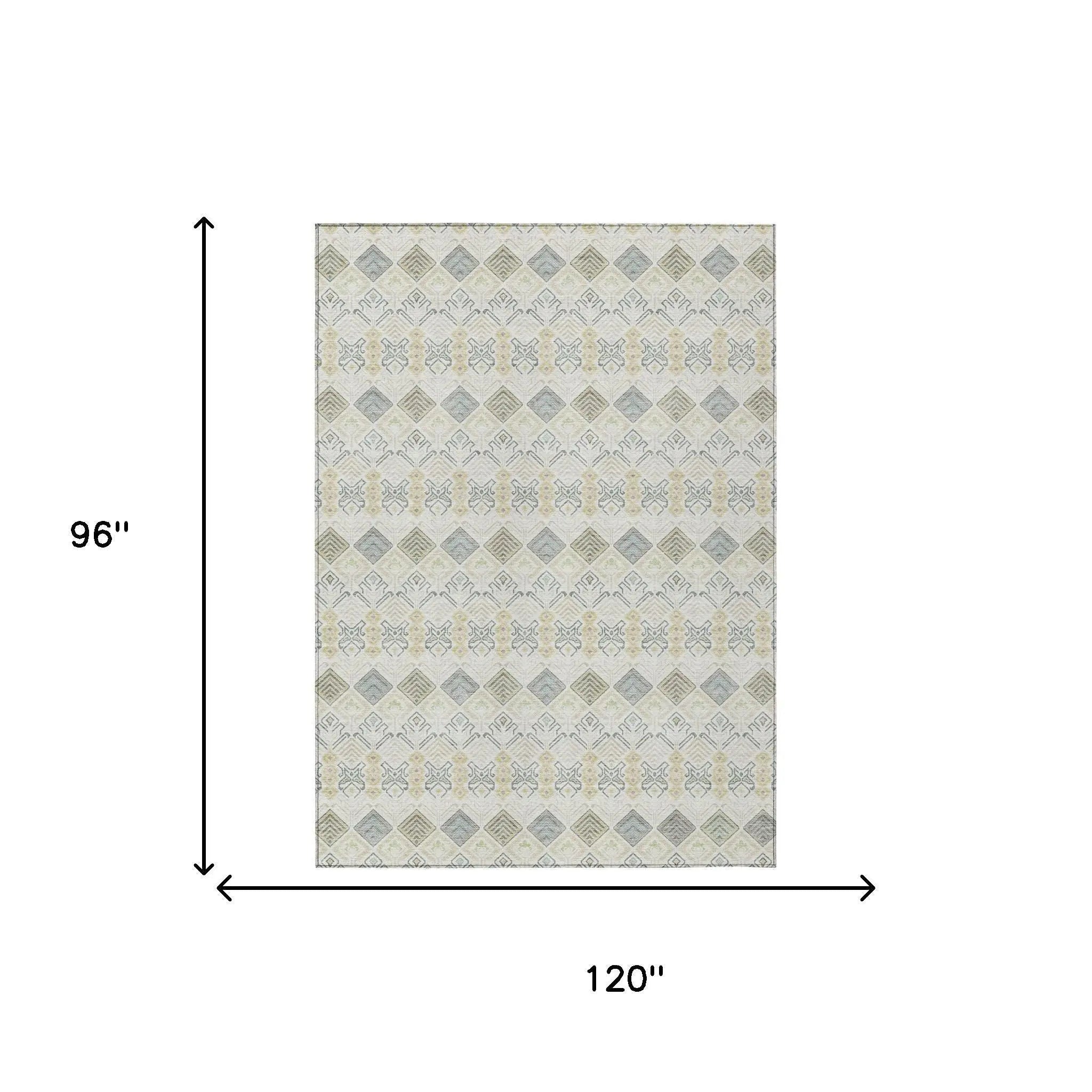 8' X 10' Ivory And Wheat Geometric Washable Indoor Outdoor Area Rug Homeroots Outdoor