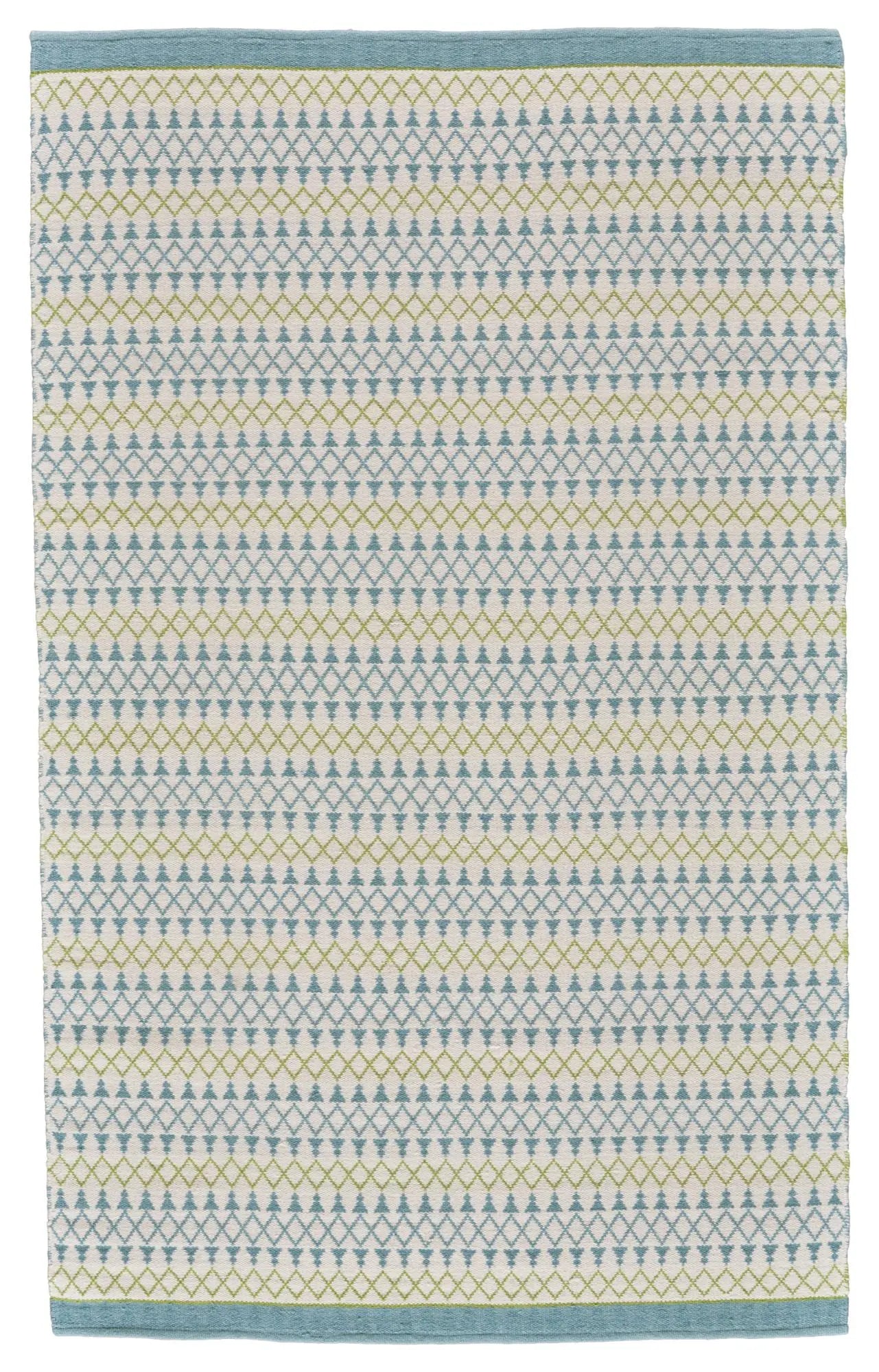 8' X 10' Ivory Blue And Green Wool Geometric Hand Loomed Area Rug Homeroots Home Decor