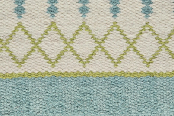 8' X 10' Ivory Blue And Green Wool Geometric Hand Loomed Area Rug Homeroots Home Decor