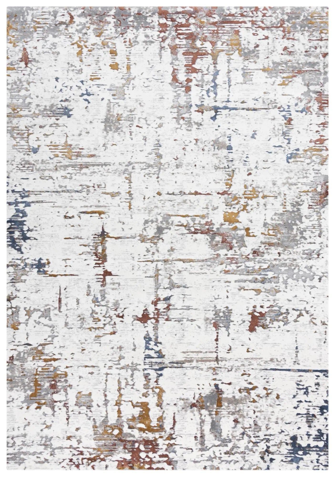 8' X 10' Ivory Blue Orange Red And Gray Abstract Area Rug Homeroots Home Decor