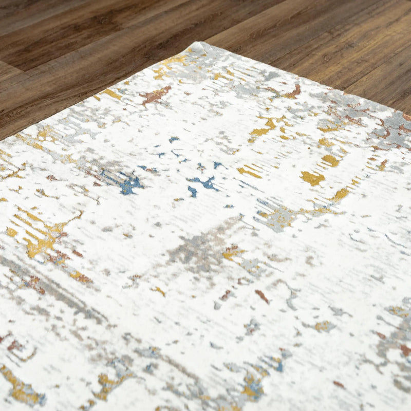 8' X 10' Ivory Blue Orange Red And Gray Abstract Area Rug Homeroots Home Decor