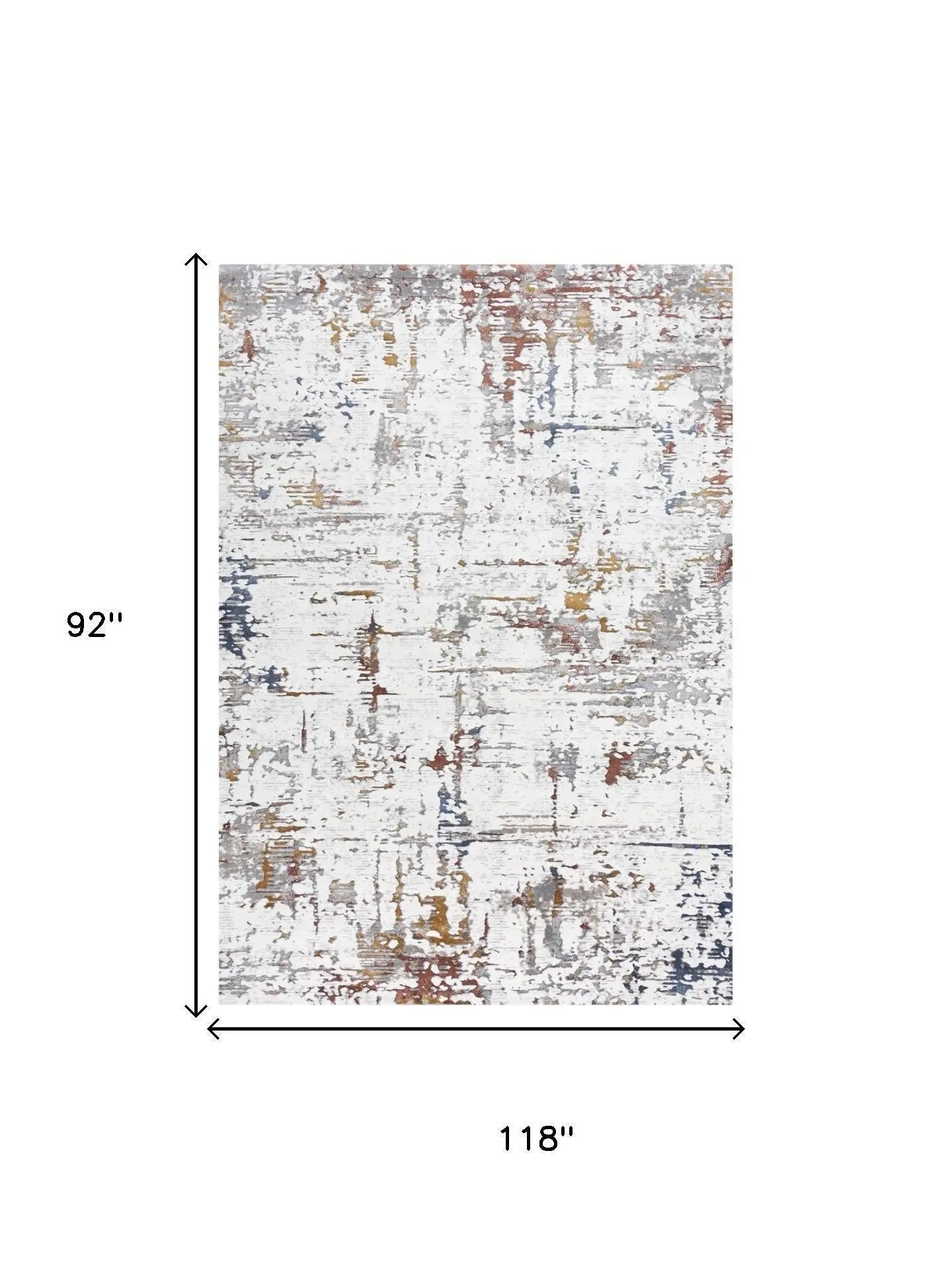 8' X 10' Ivory Blue Orange Red And Gray Abstract Area Rug Homeroots Home Decor