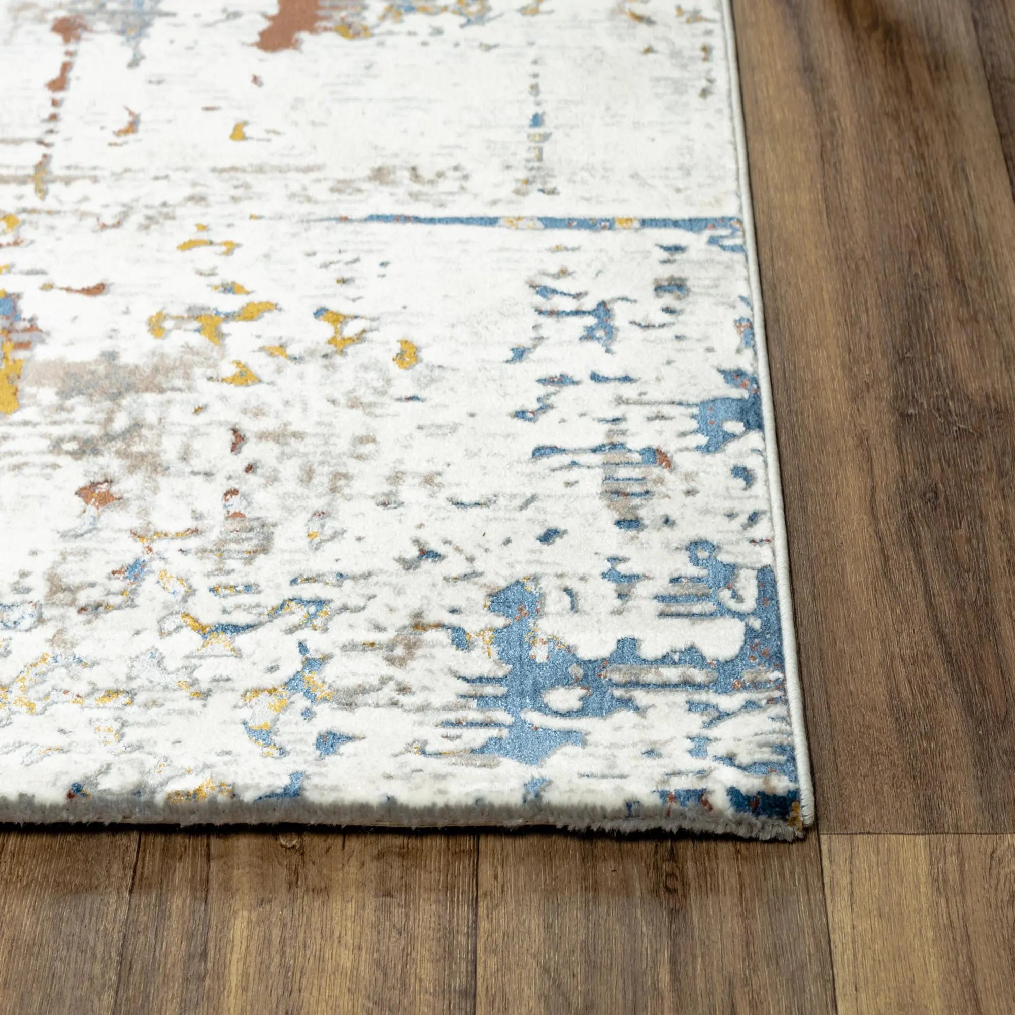 8' X 10' Ivory Blue Orange Red And Gray Abstract Area Rug Homeroots Home Decor