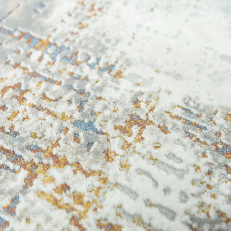 8' X 10' Ivory Blue Orange Red And Gray Abstract Area Rug Homeroots Home Decor