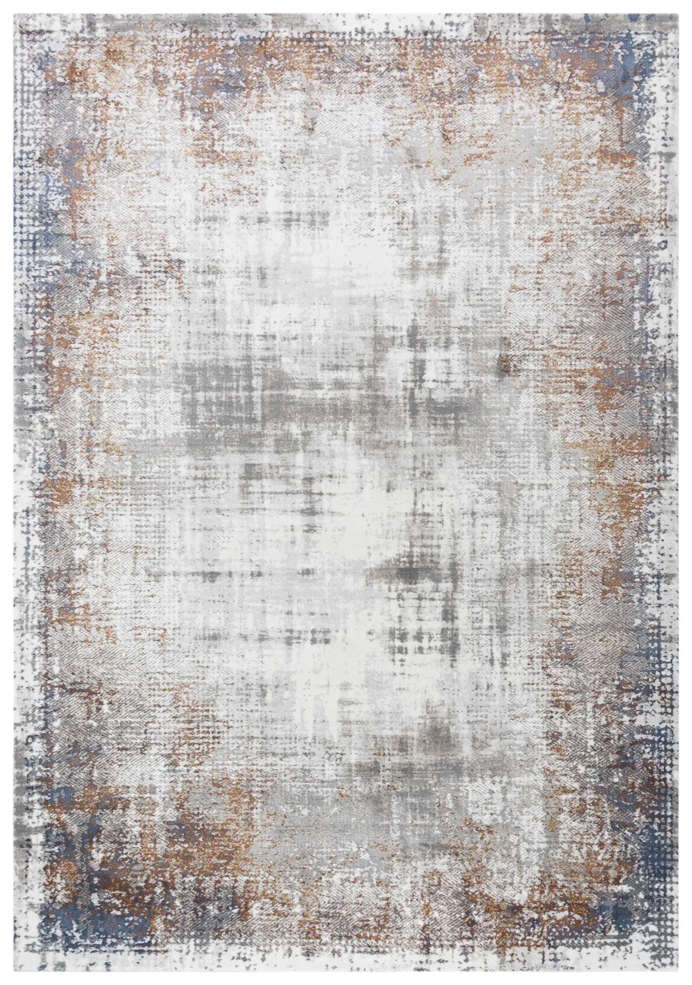 8' X 10' Ivory Blue Orange Red And Gray Abstract Area Rug Homeroots Home Decor