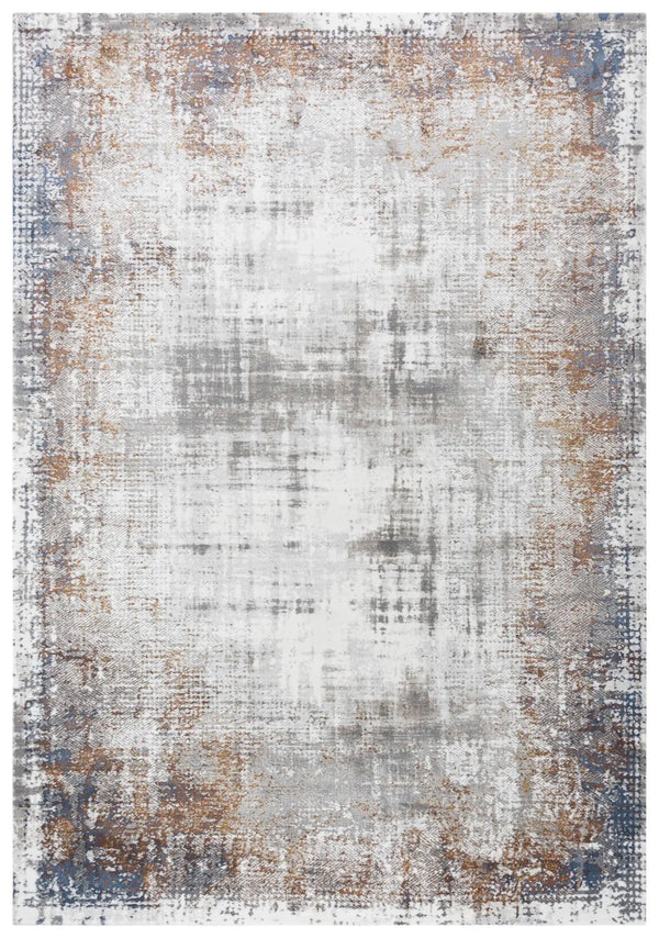 8' X 10' Ivory Blue Orange Red And Gray Abstract Area Rug Homeroots Home Decor