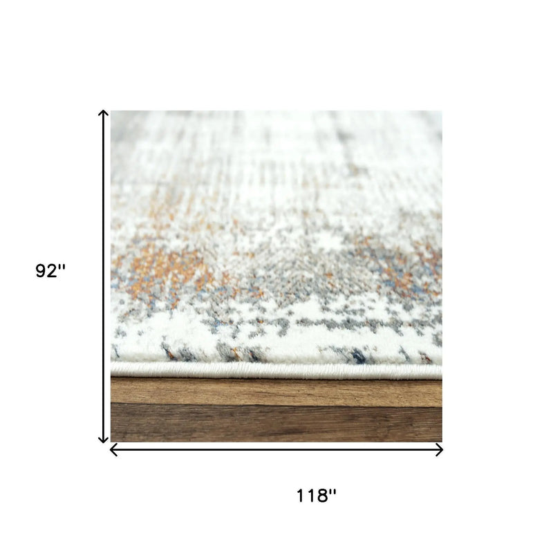8' X 10' Ivory Blue Orange Red And Gray Abstract Area Rug Homeroots Home Decor