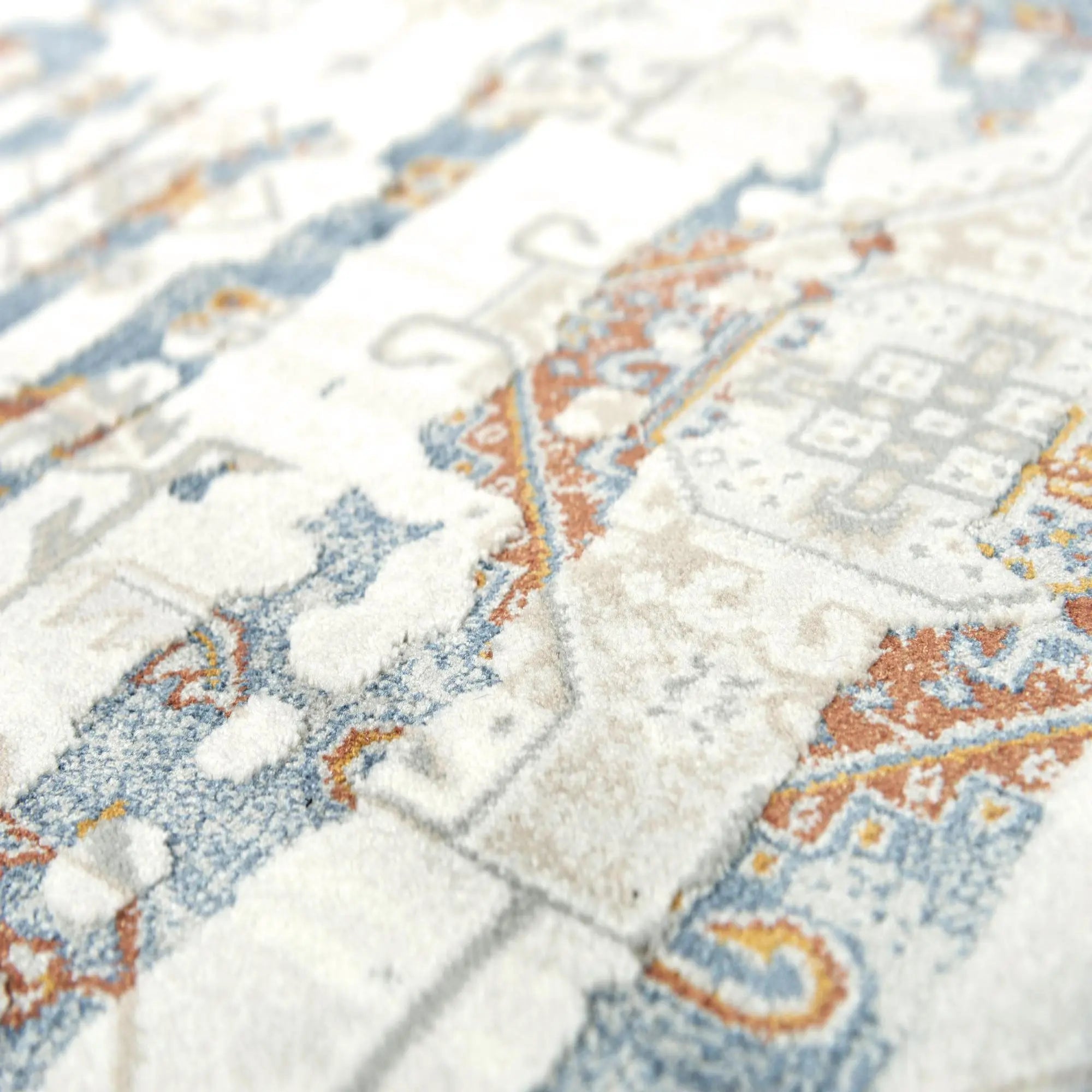 8' X 10' Ivory Blue Orange Red And Gray Oriental Area Rug Homeroots Home Decor