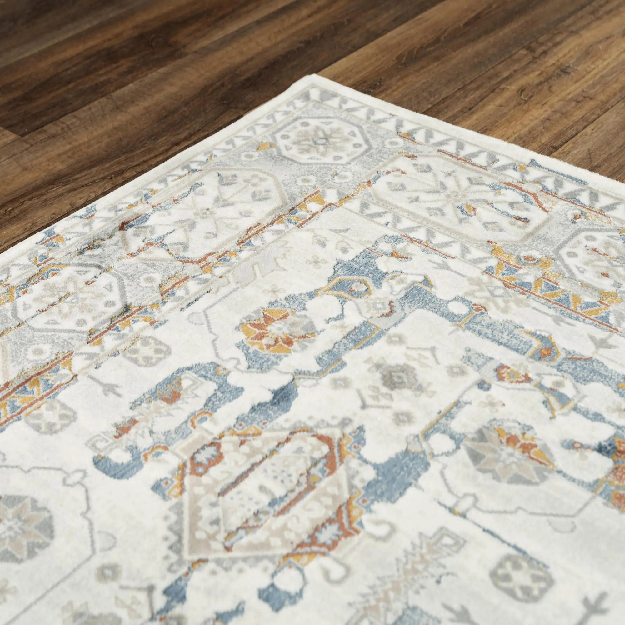 8' X 10' Ivory Blue Orange Red And Gray Oriental Area Rug Homeroots Home Decor