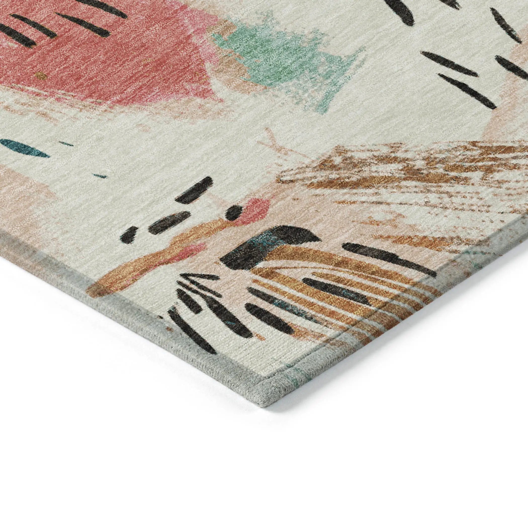 8' X 10' Ivory Blush And Teal Blue Abstract Washable Indoor Outdoor Area Rug Homeroots Outdoor