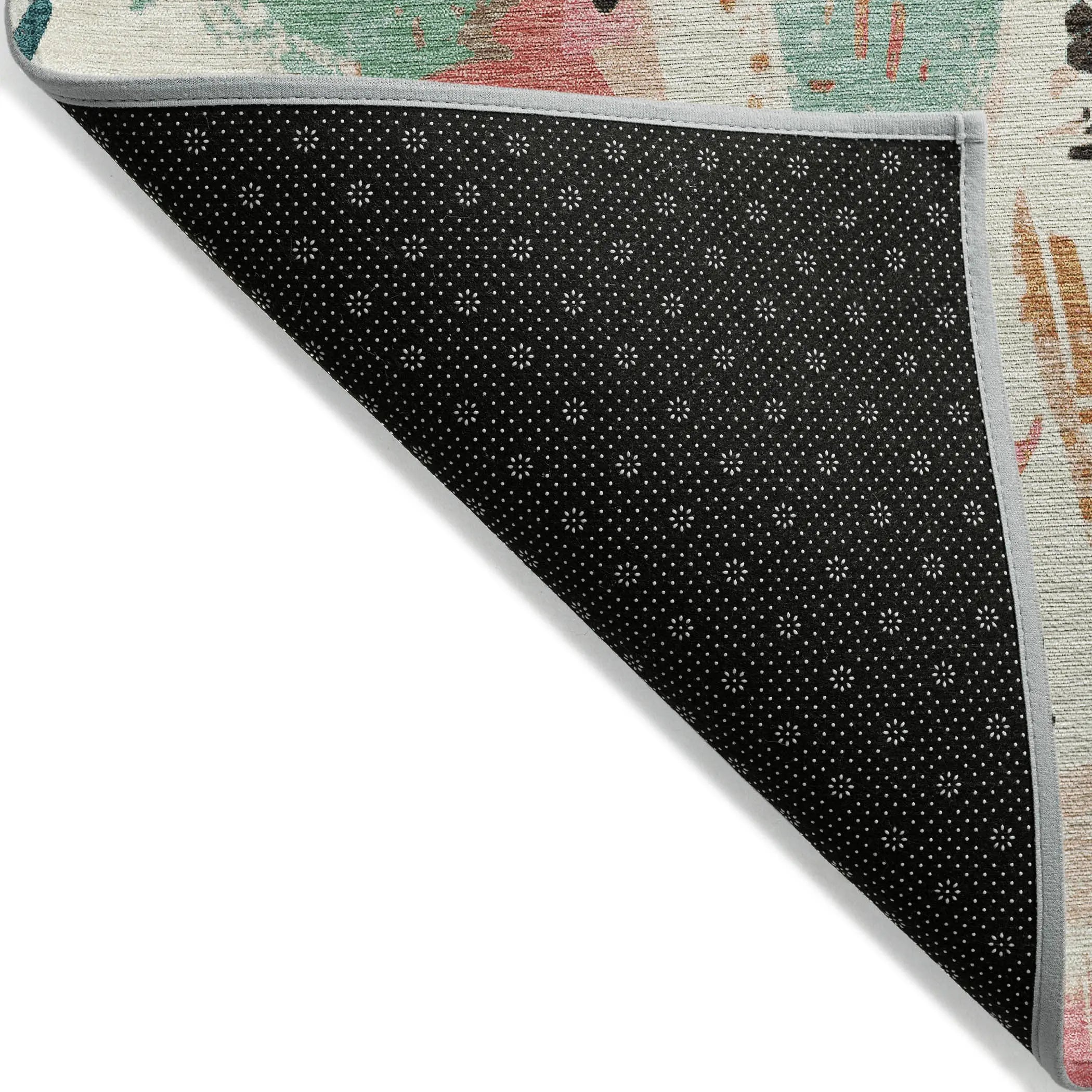 8' X 10' Ivory Blush And Teal Blue Abstract Washable Indoor Outdoor Area Rug Homeroots Outdoor
