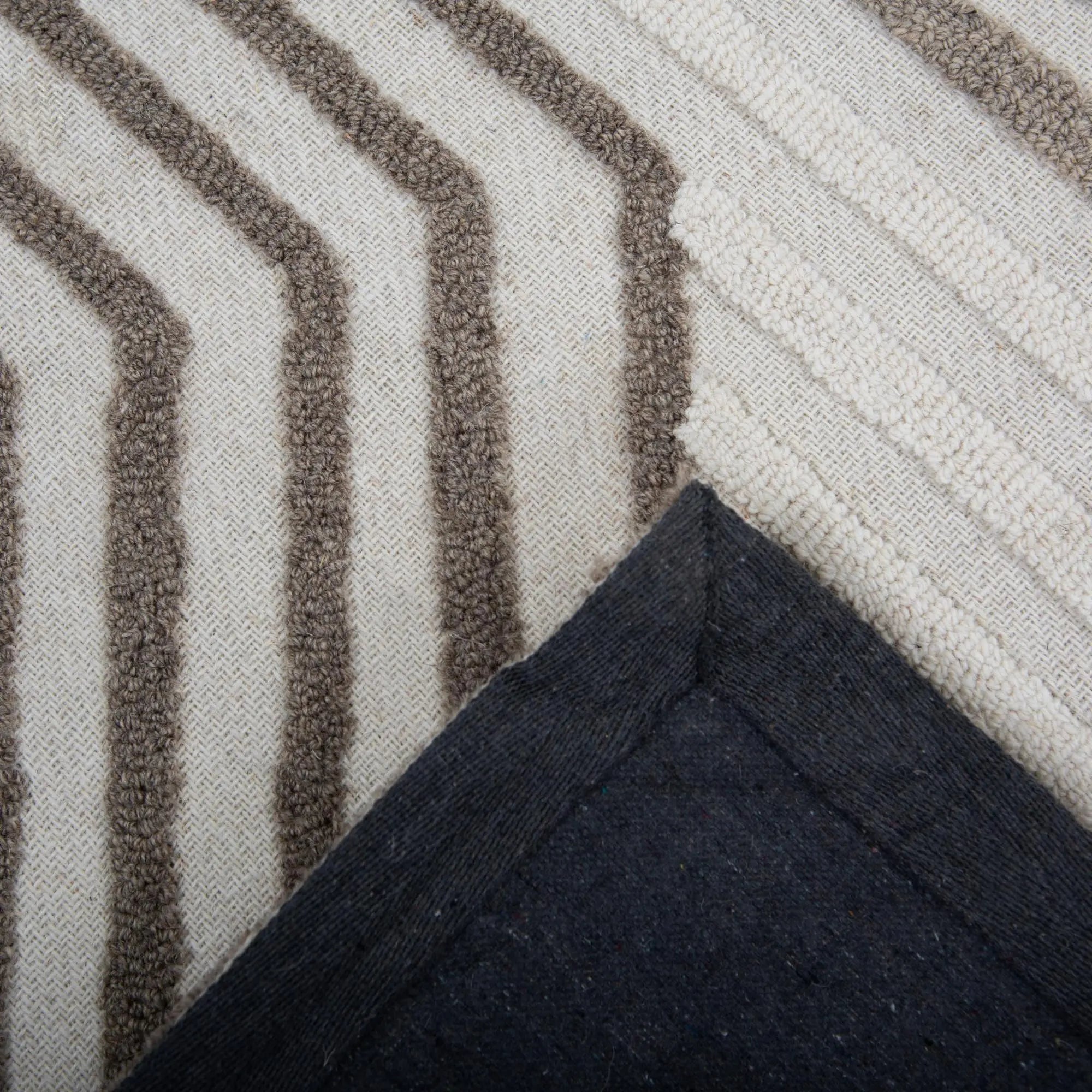 8' X 10' Ivory Dark Brown And Brown Wool Geometric Hand Tufted Area Rug Homeroots Home Decor