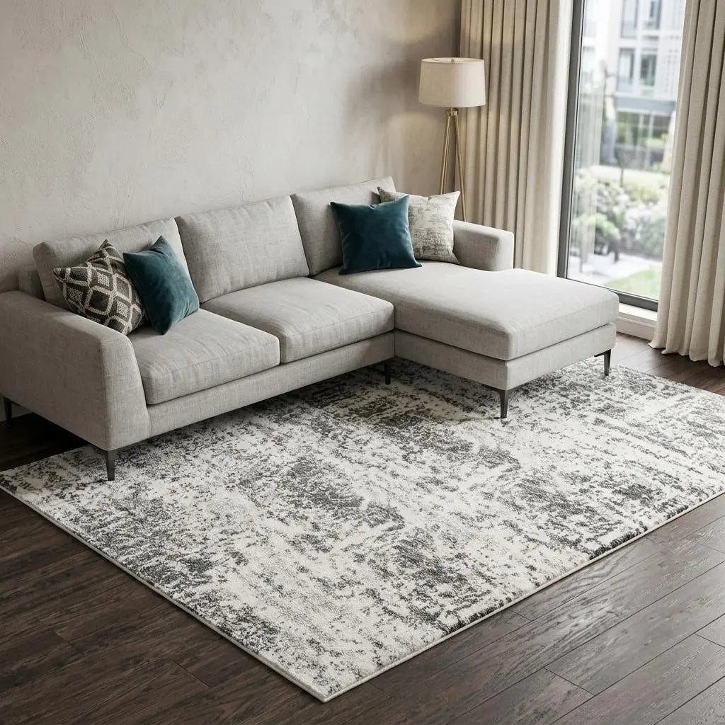 8' X 10' Ivory Silver And Taupe Abstract Area Rug Homeroots Home Decor