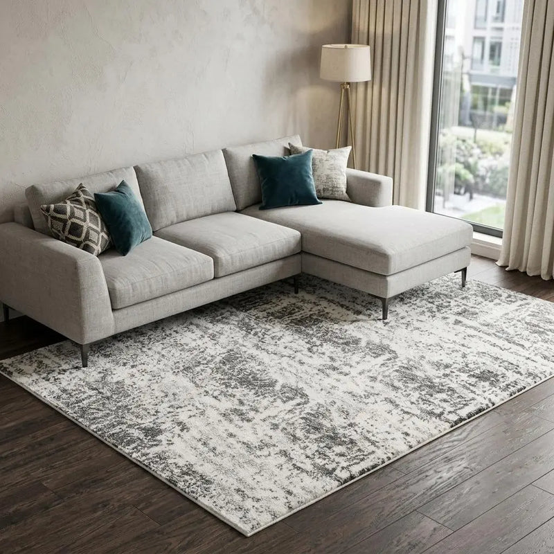 8' X 10' Ivory Silver And Taupe Abstract Area Rug Homeroots Home Decor