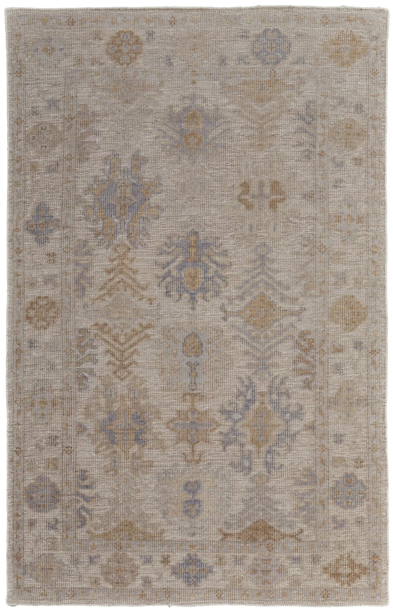 8' X 10' Ivory Tan And Blue Floral Hand Knotted Area Rug Homeroots Outdoor