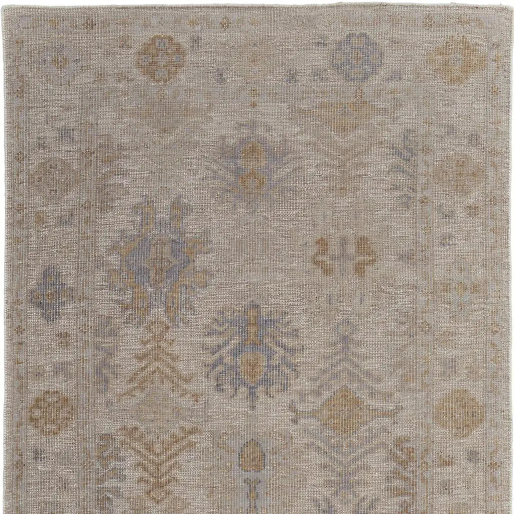 8' X 10' Ivory Tan And Blue Floral Hand Knotted Area Rug Homeroots Outdoor