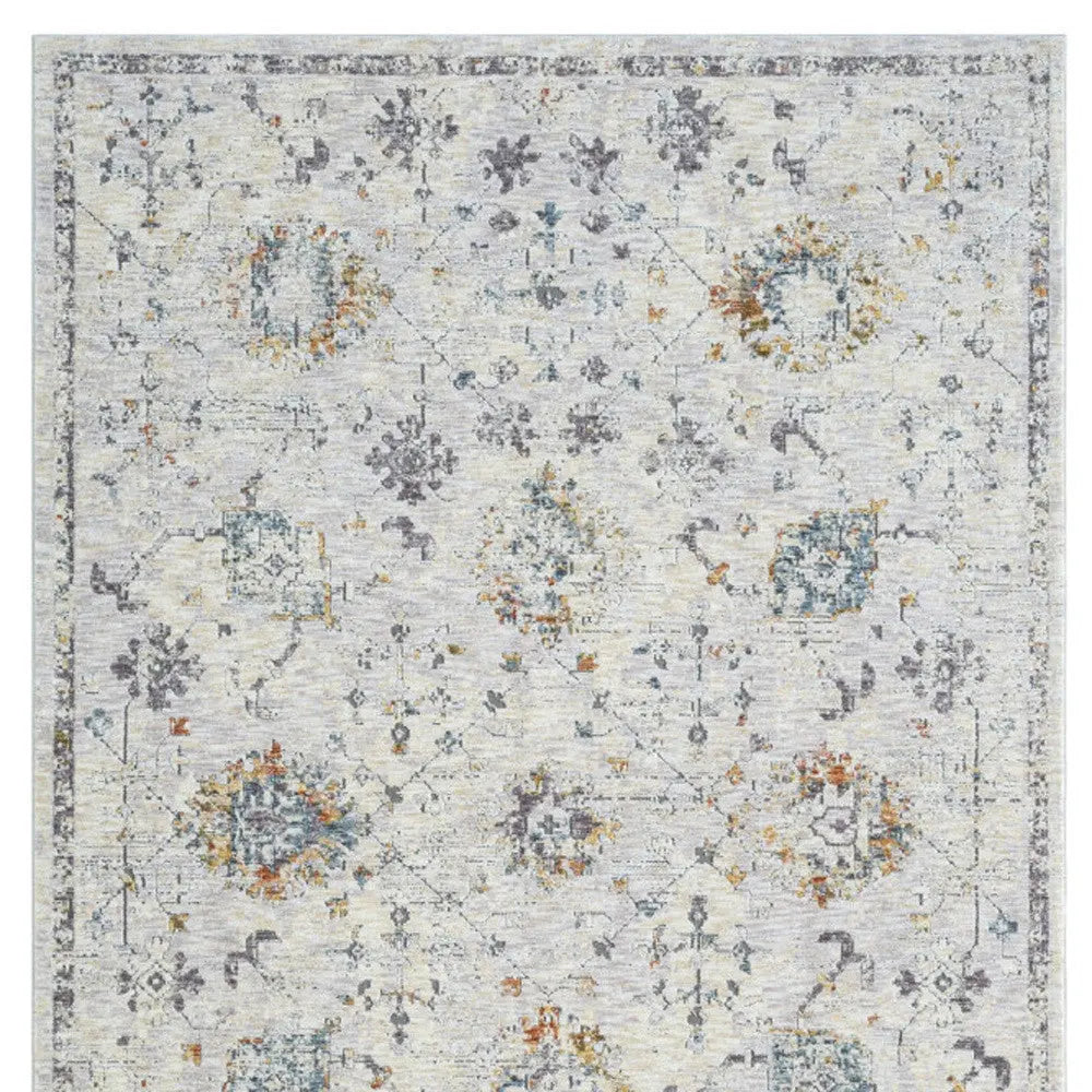 8' X 10' Ivory and Blue Floral Area Rug Homeroots Home Decor
