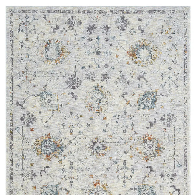 8' X 10' Ivory and Blue Floral Area Rug Homeroots Home Decor