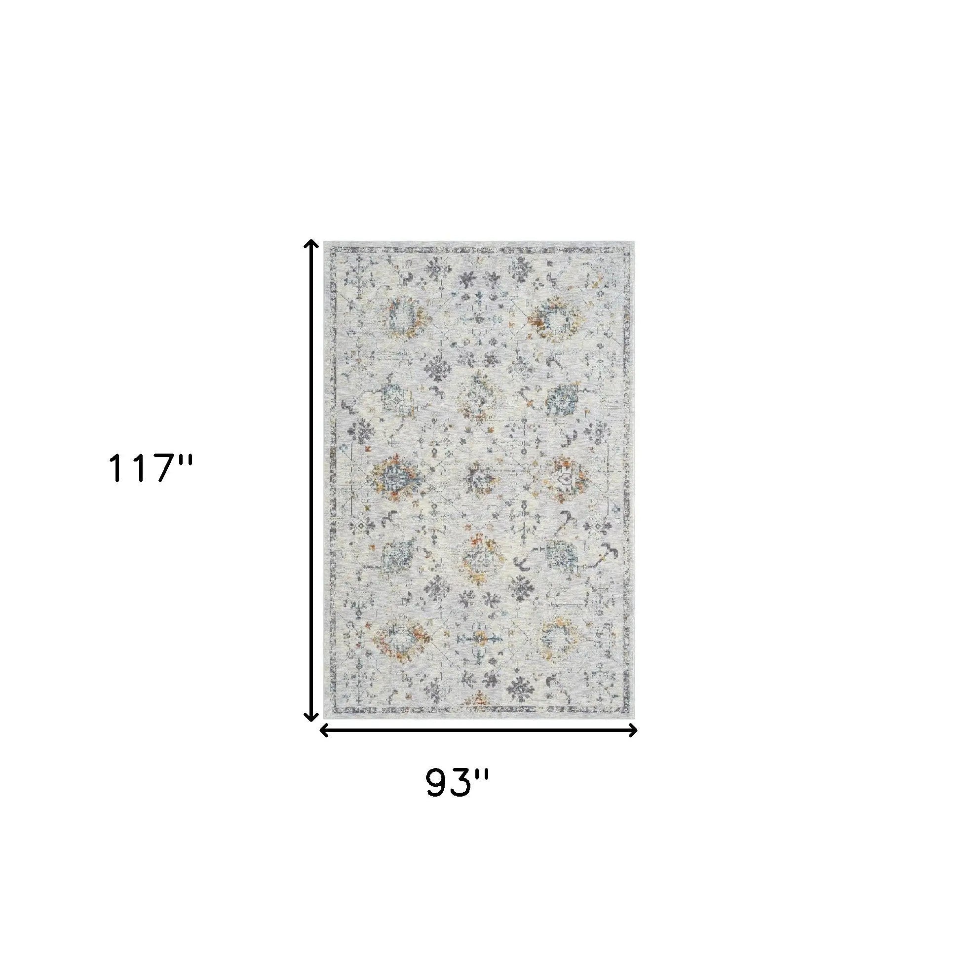 8' X 10' Ivory and Blue Floral Area Rug Homeroots Home Decor